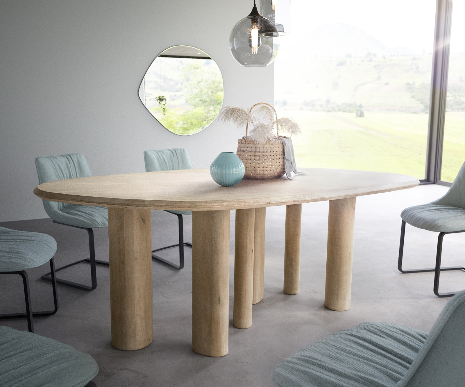 DELIFE Esstisch Widoa 200x120 cm Mango White Wash