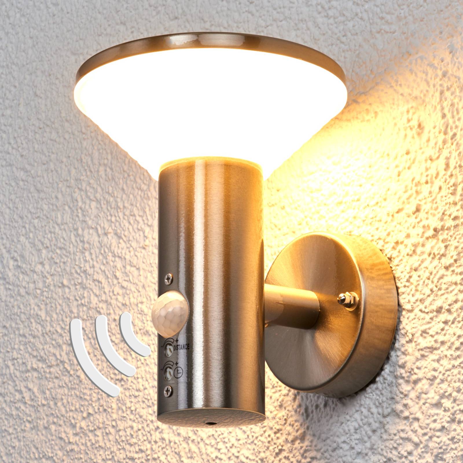 LINDBY Bewegingsmelder wandlamp Tiga voor buiten, LED