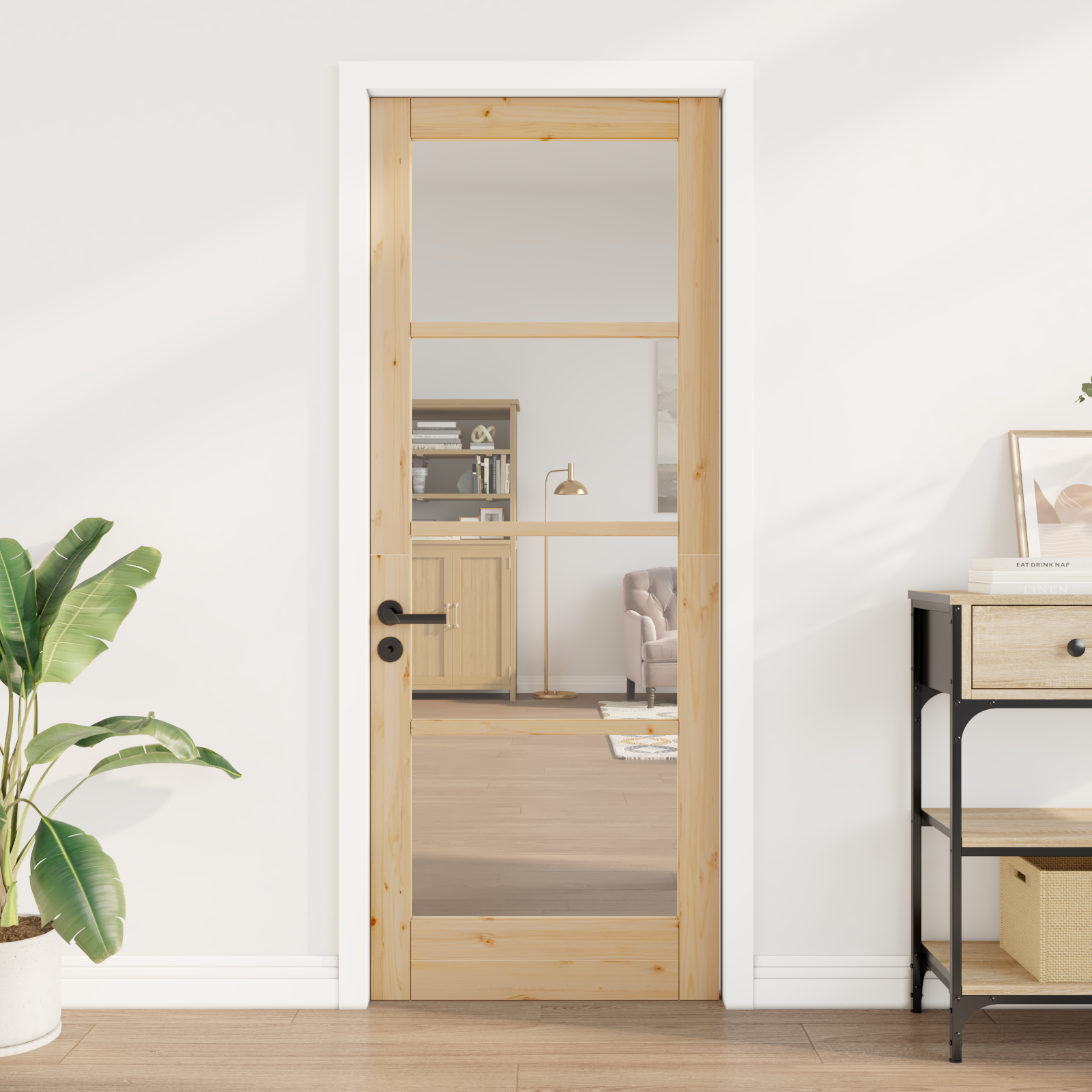 vidaXL Interne Deur met Glas 'ORKDAL'78x202x4 cm Massief Vurenhout