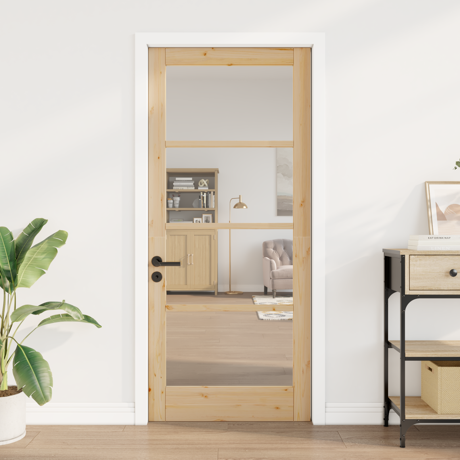 vidaXL Interieurdeur met Glas 'ORKDAL'86x198,5x4 cm Massief Houten Vuren