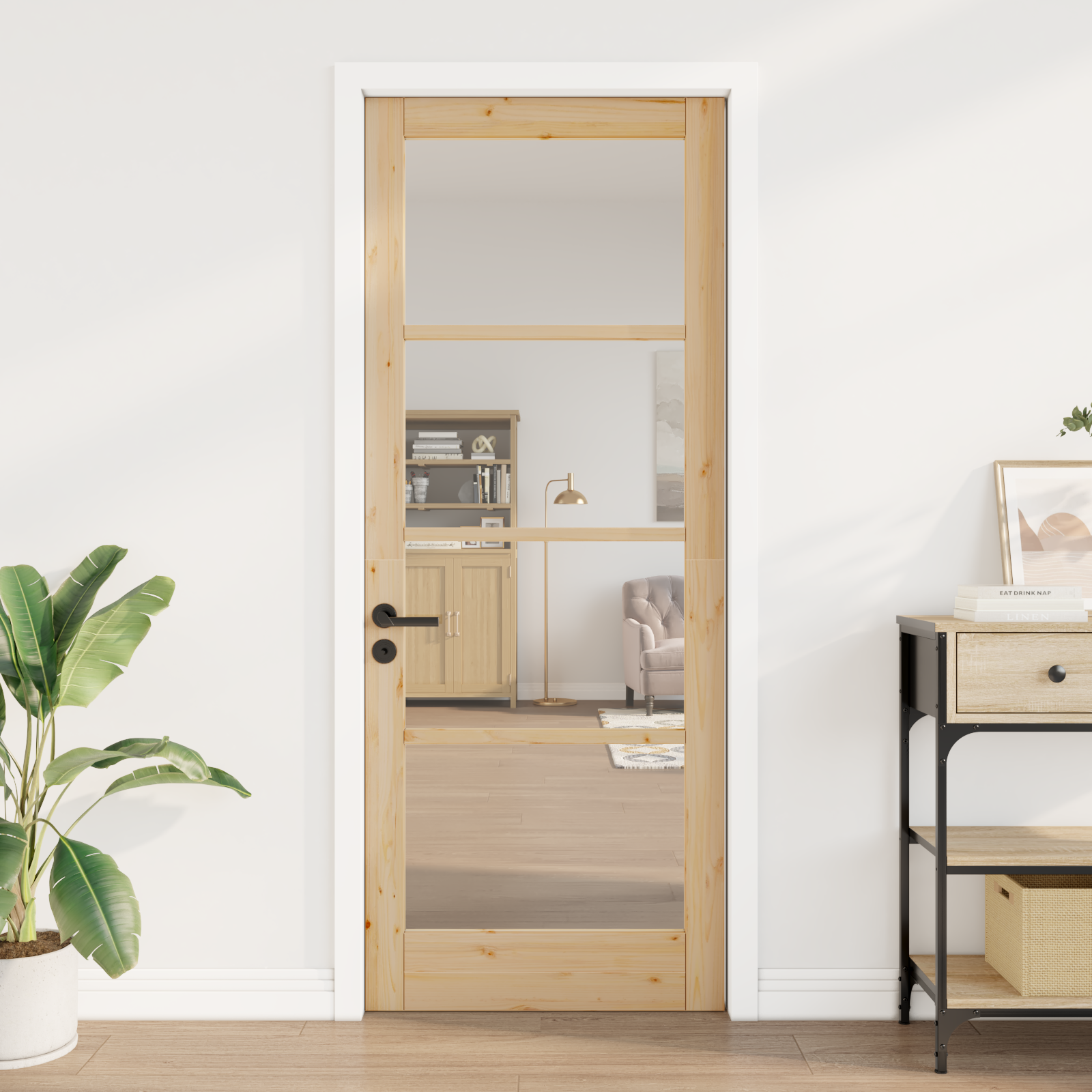 vidaXL Interne Deur met Glas 'ORKDAL'83x211x4 cm Massief Vurenhout