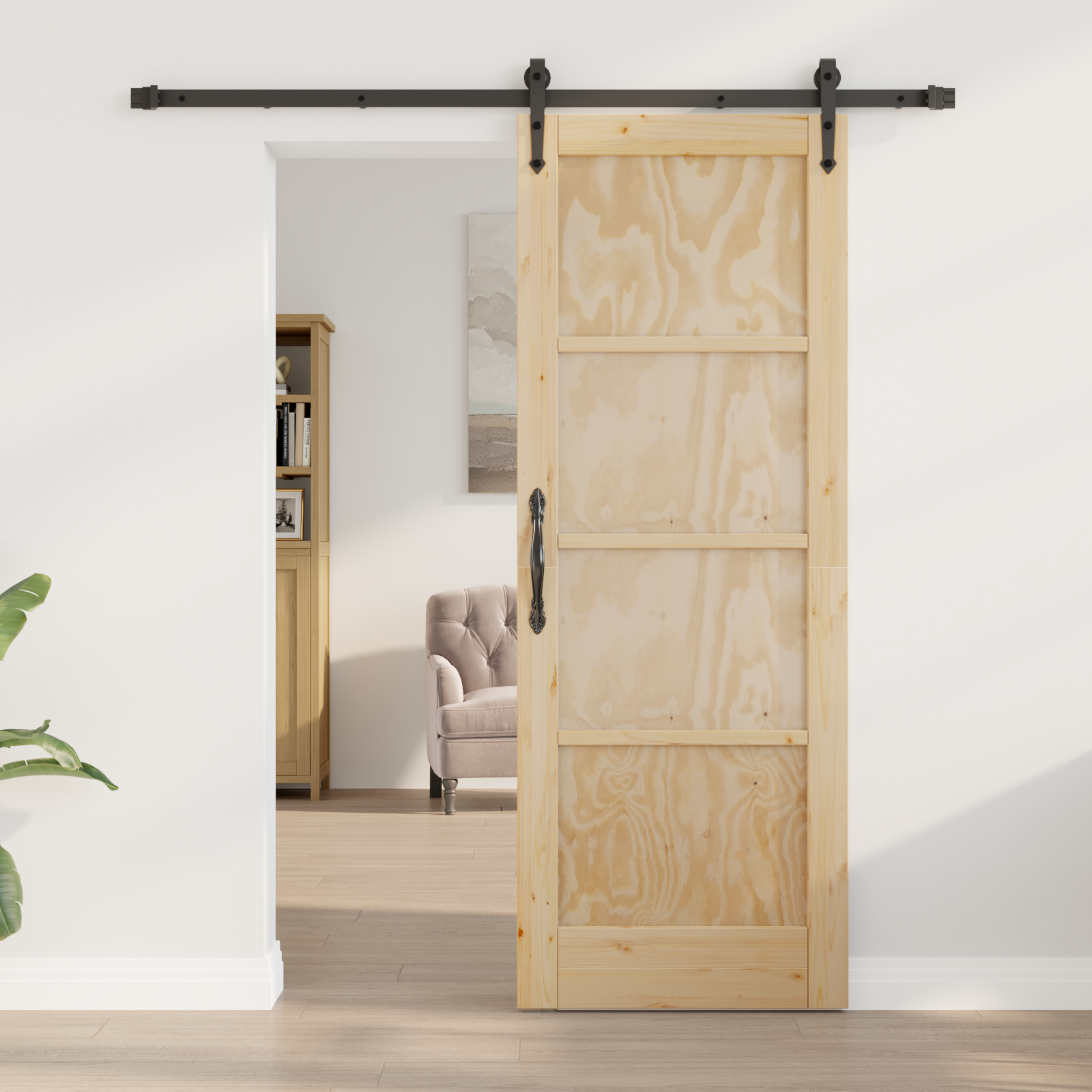 vidaXL Schuifdeur met Bevestigingsset 73,5x198,5 cm van Massief Vurenhout