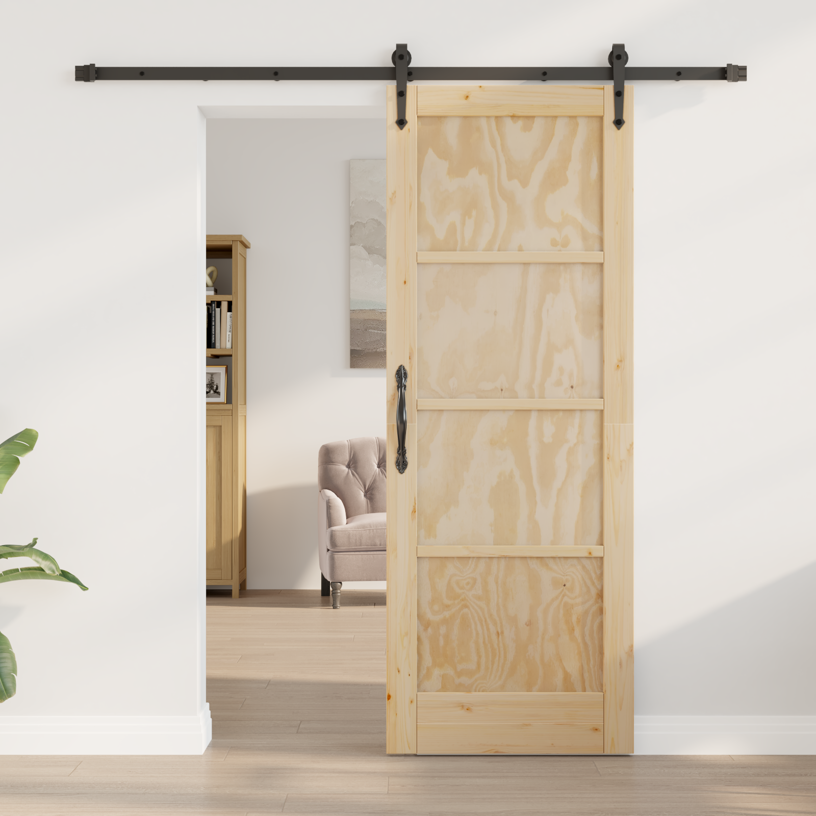 vidaXL Schuifdeur met Bevestigingsset 73,5x198,5 cm Massief Grenenhout