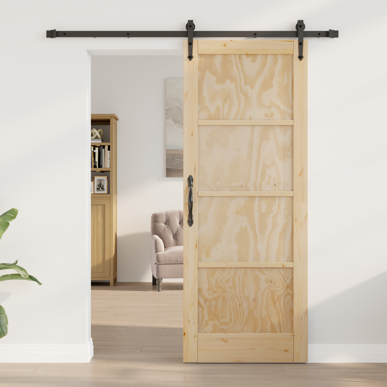 vidaXL Schuifdeur met Hardware Set 78x202 cm Massief Vurenhout