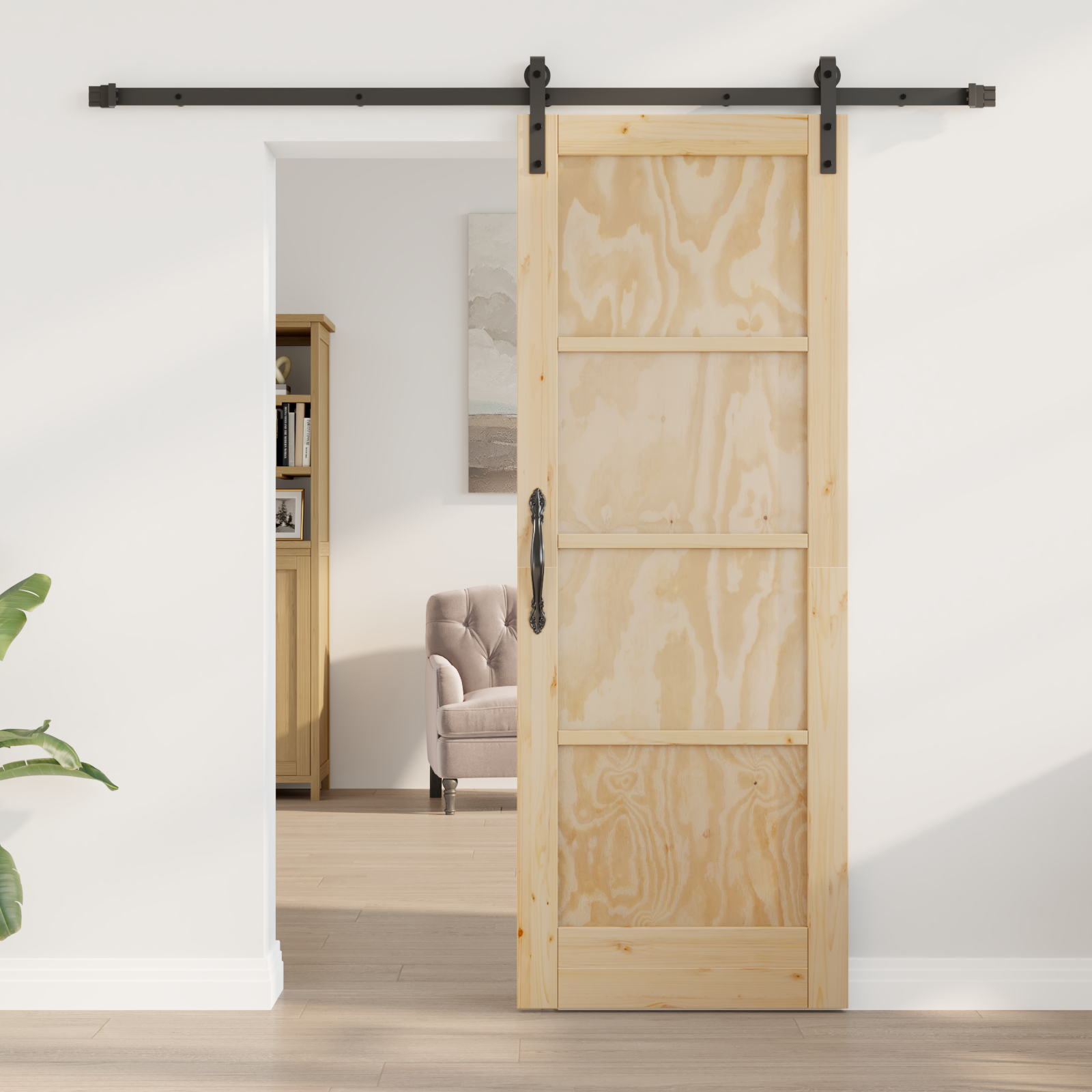 vidaXL Schuifdeur met beslag 73,5x198,5 cm massief grenenhout