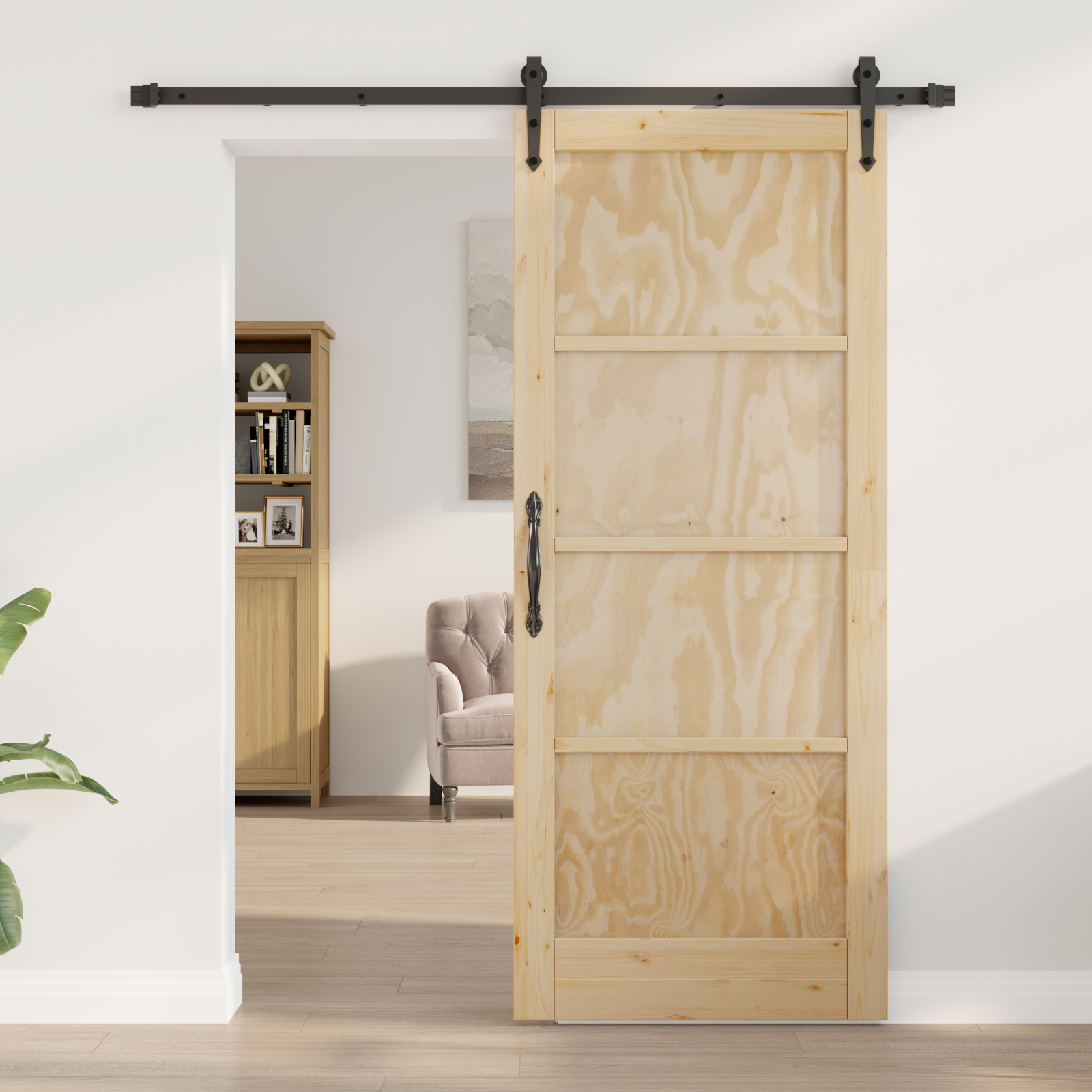 vidaXL Schuifdeur met Hardware Set 83x202 cm Massief Vurenhout