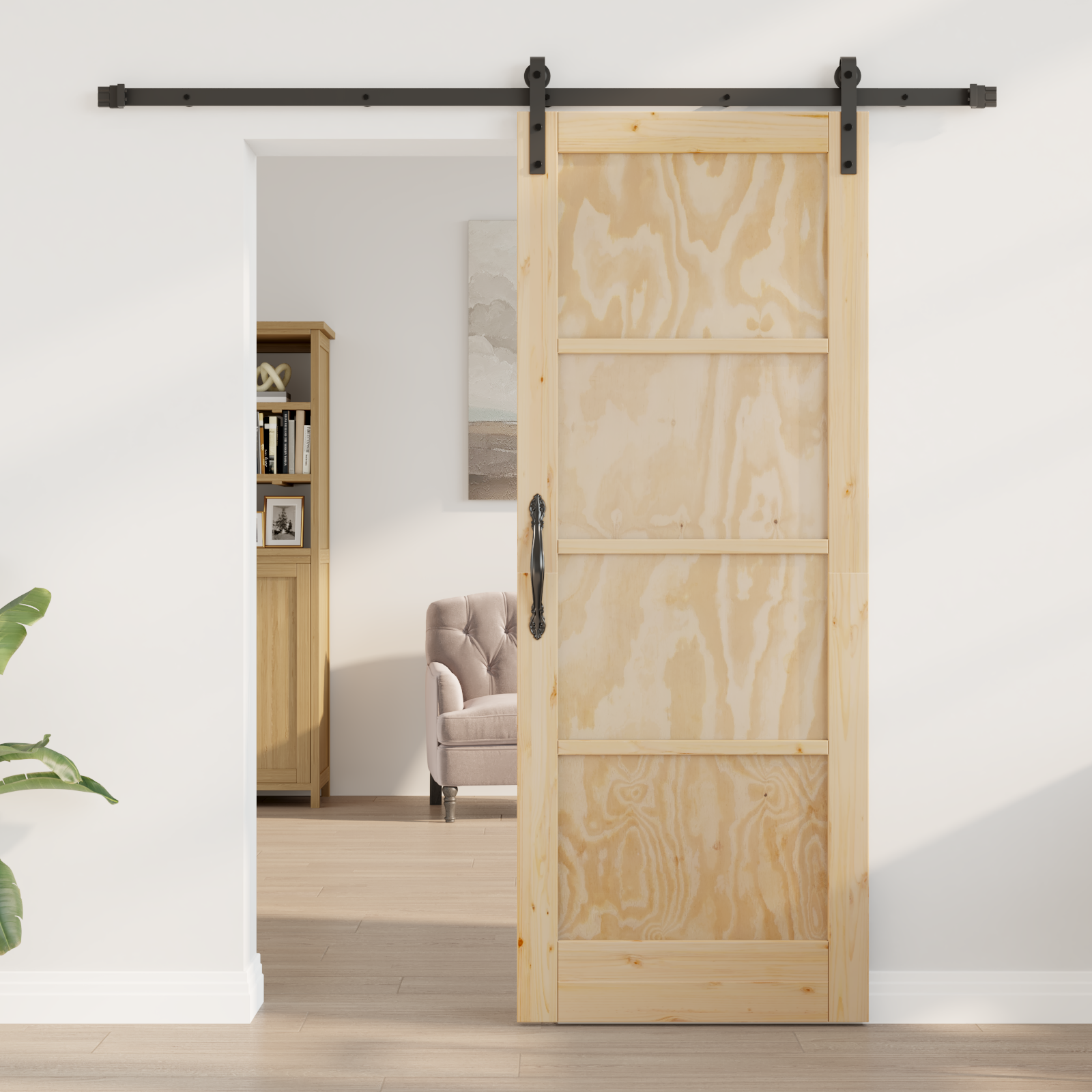 vidaXL Schuifdeur met beslag 78x202 cm massief grenenhout
