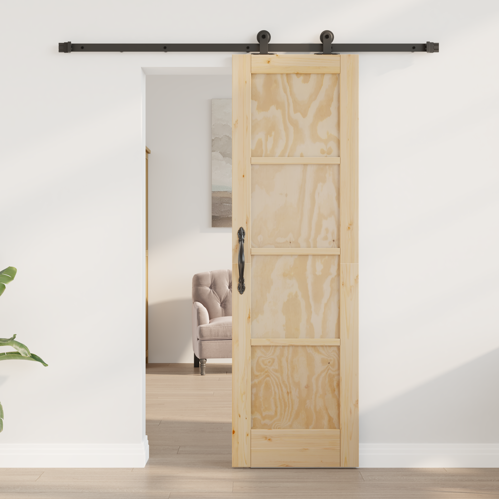 vidaXL Schuifdeur met Hardware Set 61x198,5 cm Massief Vurenhout