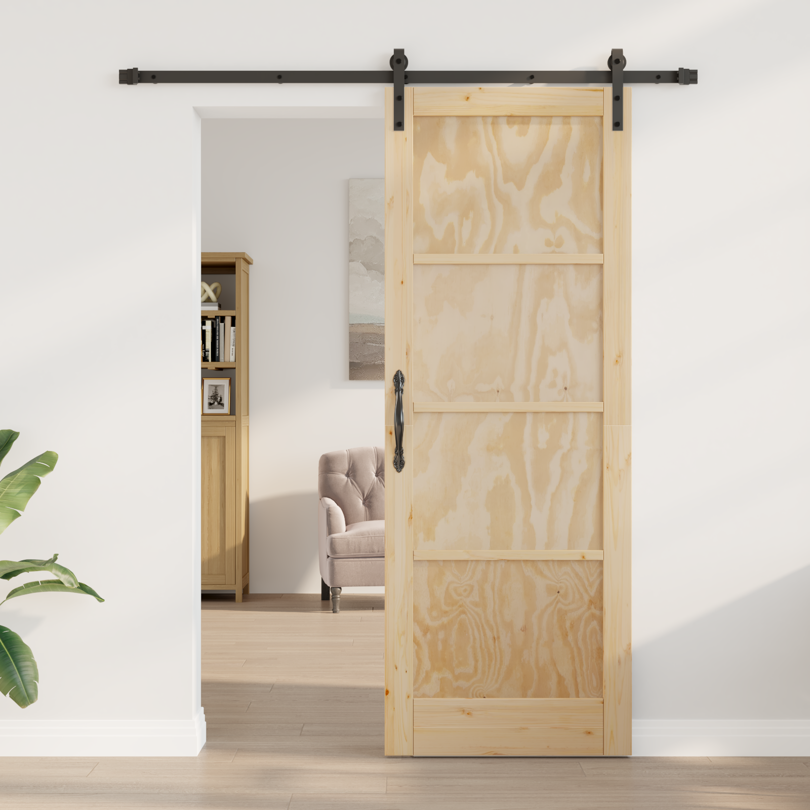 vidaXL Schuifdeur met beslag 78x211 cm massief grenenhout