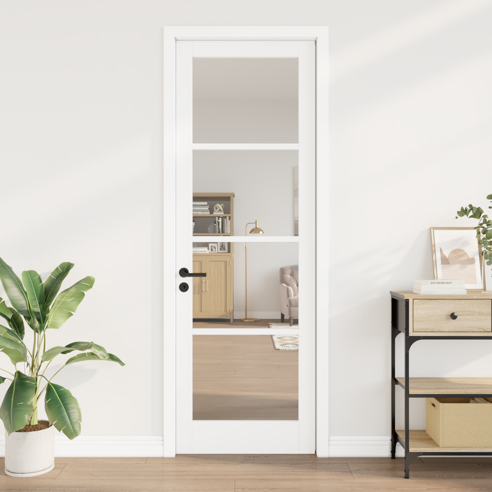 vidaXL Interieuras met Glas 'ORKDAL'Wit 78x232x4 cm