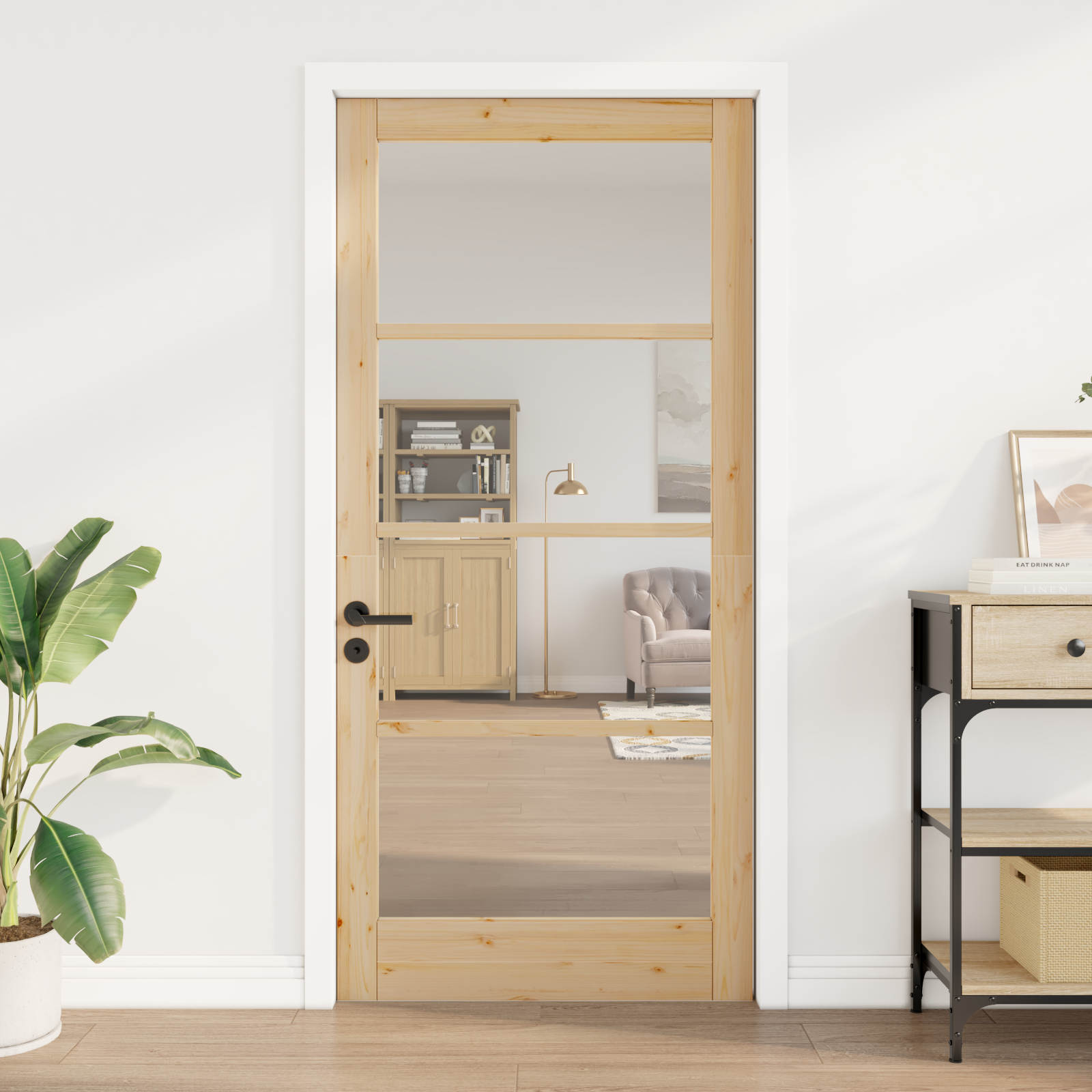 vidaXL Interieurdeur met Glas 'ORKDAL'93x202x4 cm Massief Vurenhout