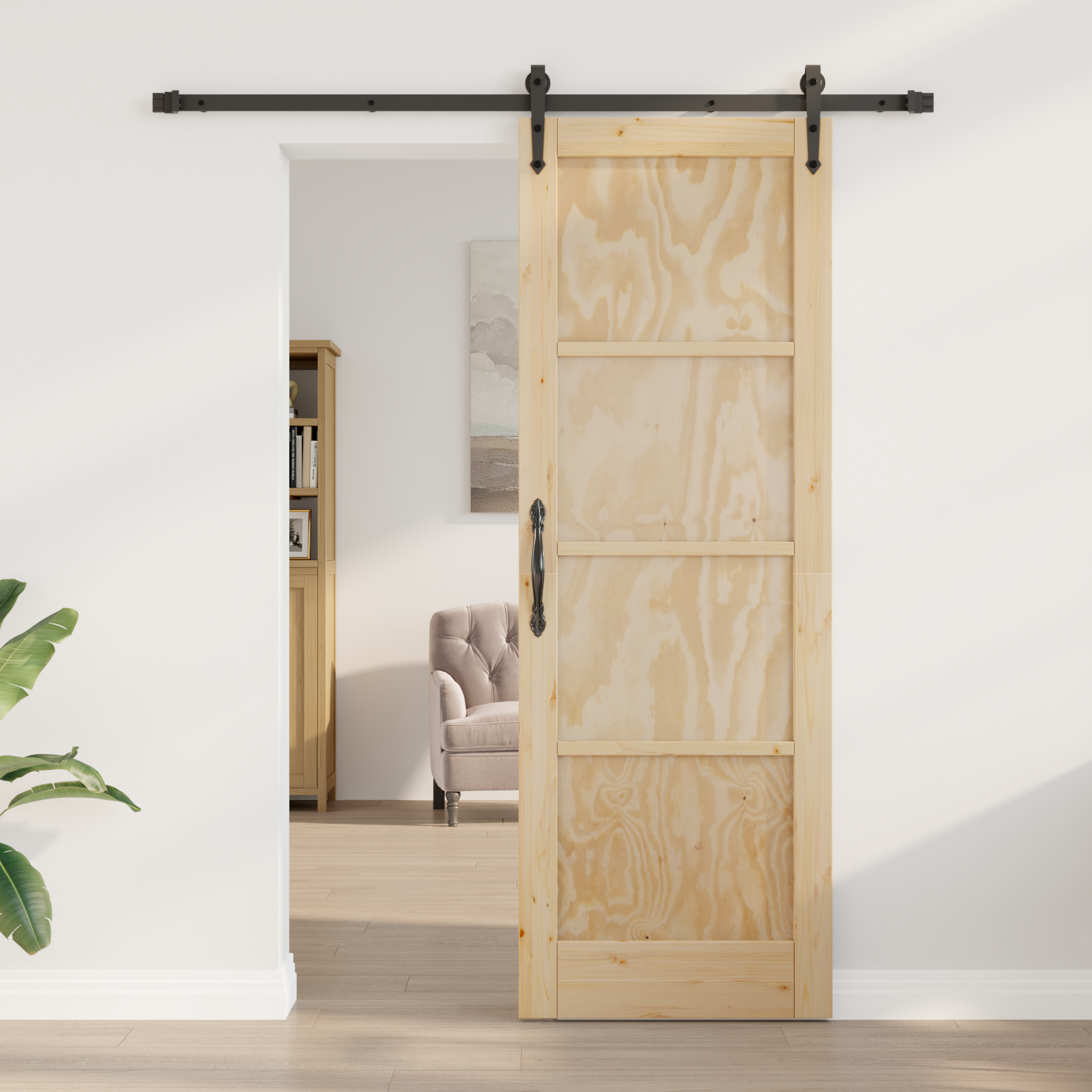 vidaXL schuifdeur met hardware set 73.5x211 cm massief grenenhout