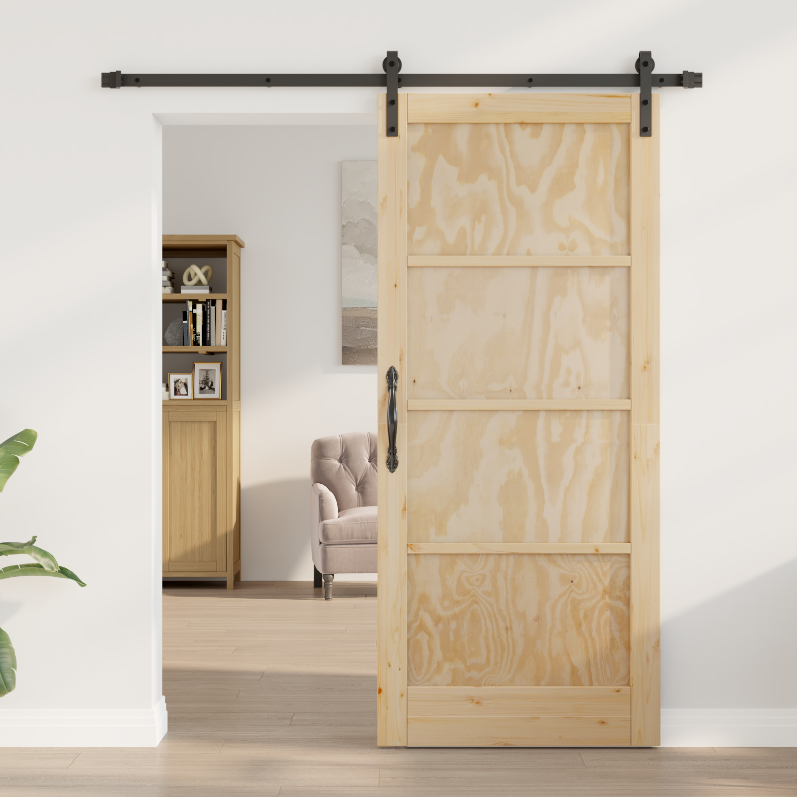 vidaXL Schuifdeur met beslag 86x198,5 cm massief grenenhout