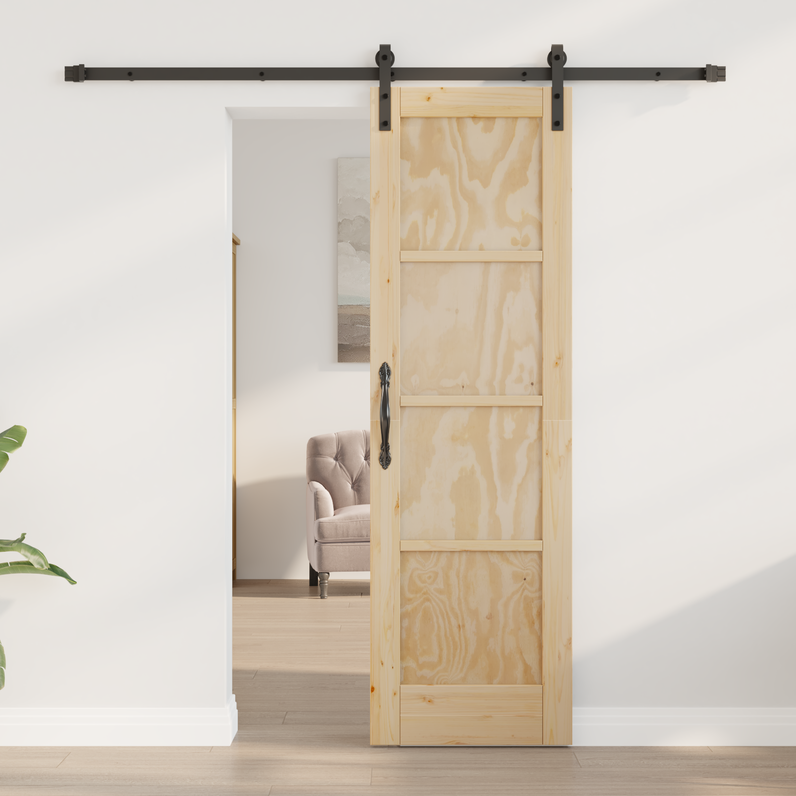 vidaXL Schuifdeur met beslag 61x198,5 cm massief grenenhout