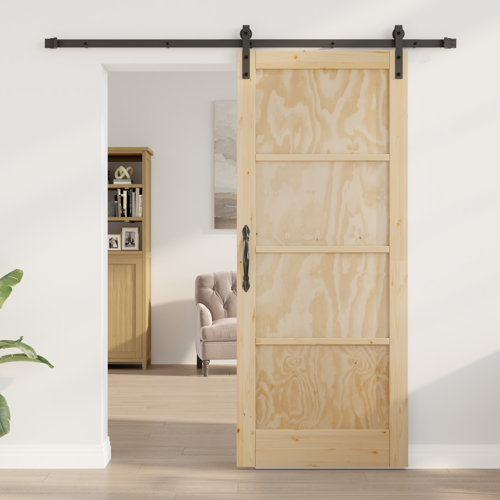 vidaXL schuifdeur met beslag 83x202 cm massief grenenhout