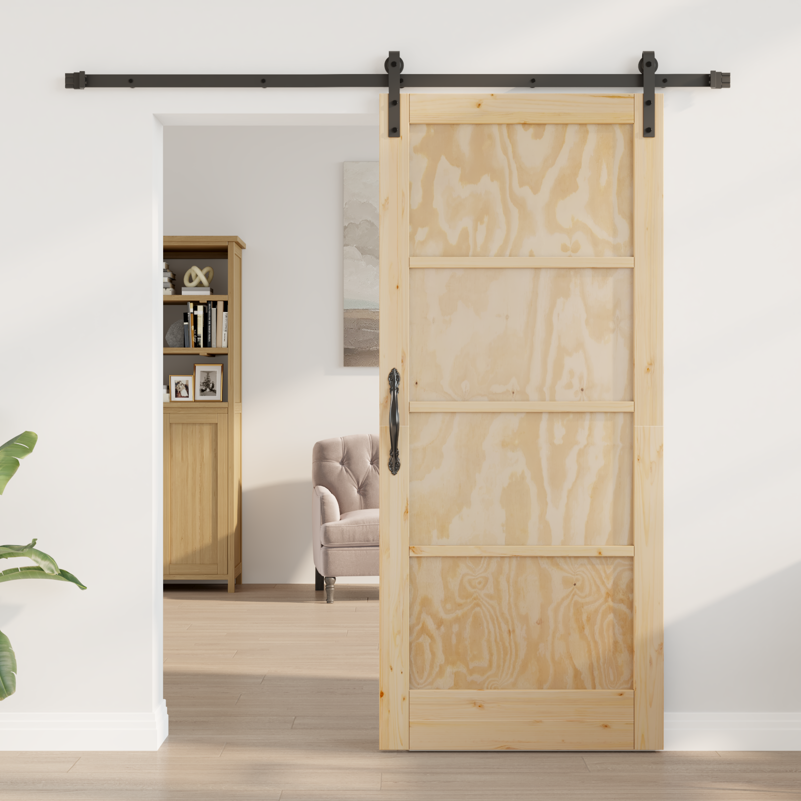 vidaXL schuifdeur met beslag 86x198,5 cm massief grenenhout