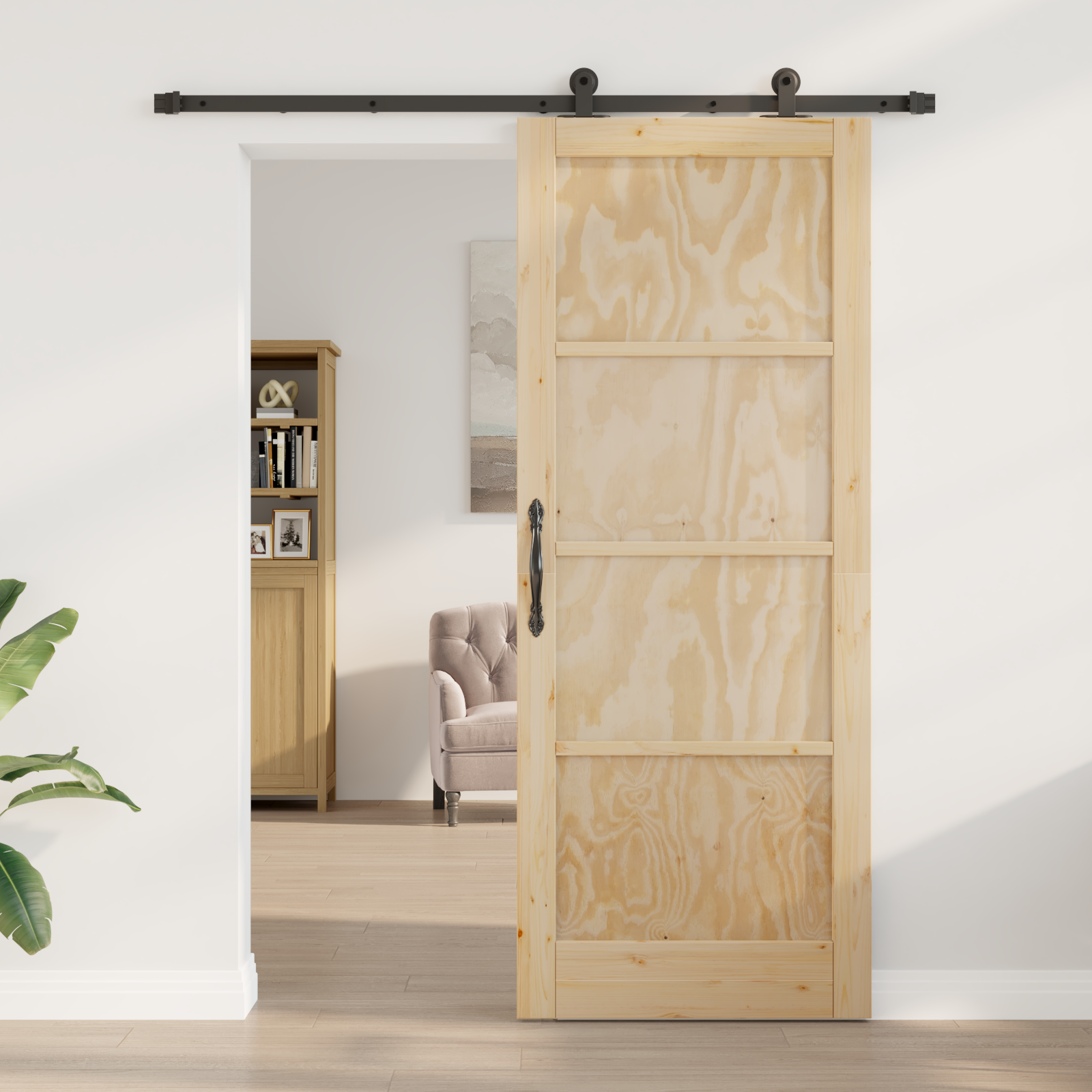 vidaXL Schuifdeur met Hardware Set 83x211 cm Van Massief Vurenhout