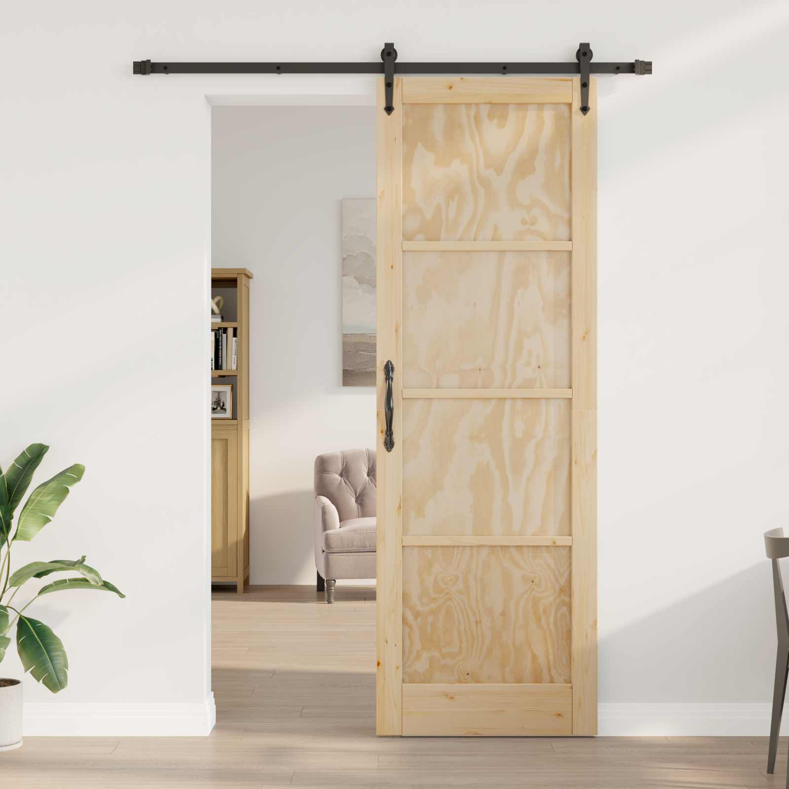 vidaXL Schuifdeur met Hardware Set 78x232 cm Massief Vurenhout
