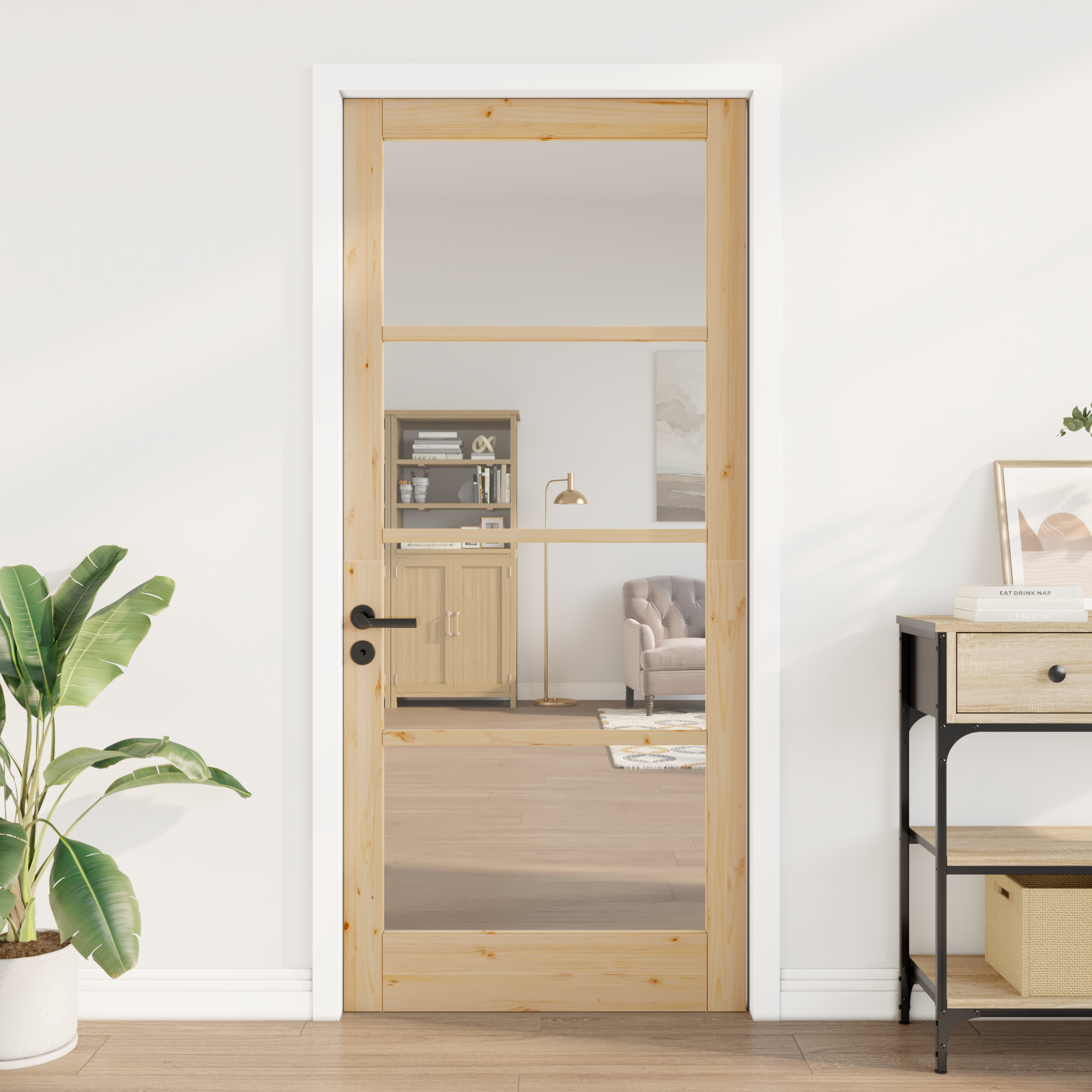 vidaXL Interne Deur met Glas 'ORKDAL'93x211x4 cm Massief Vurenhout