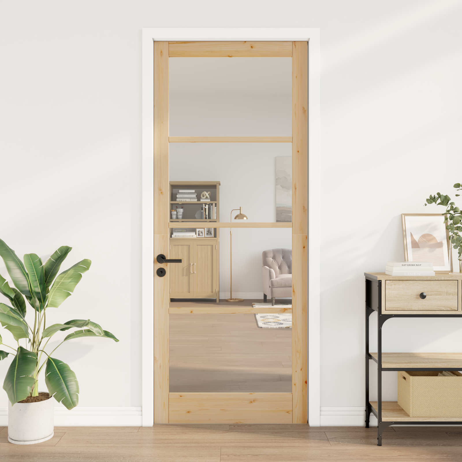 vidaXL Interne Deur met Glas 'ORKDAL'93x232x4 cm Massief Vurenhout