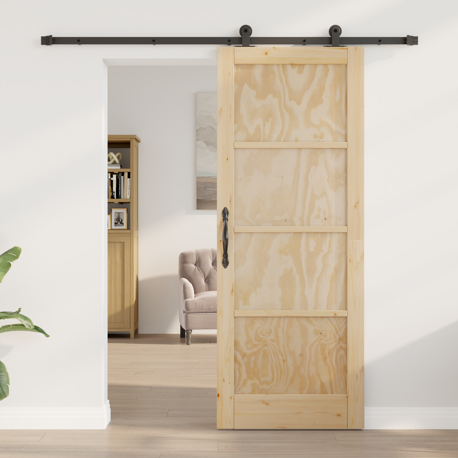 vidaXL Glijdendeur met Bevestigingsset 78x202 cm Massief Vurenhout