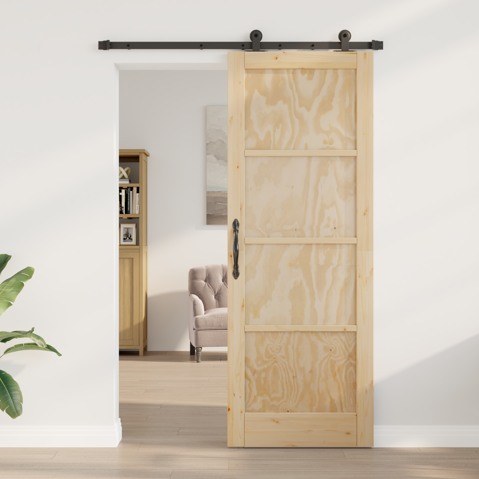 vidaXL Schuifdeur met Hardware Set 'ORKDAL'van Massief Vurenhout