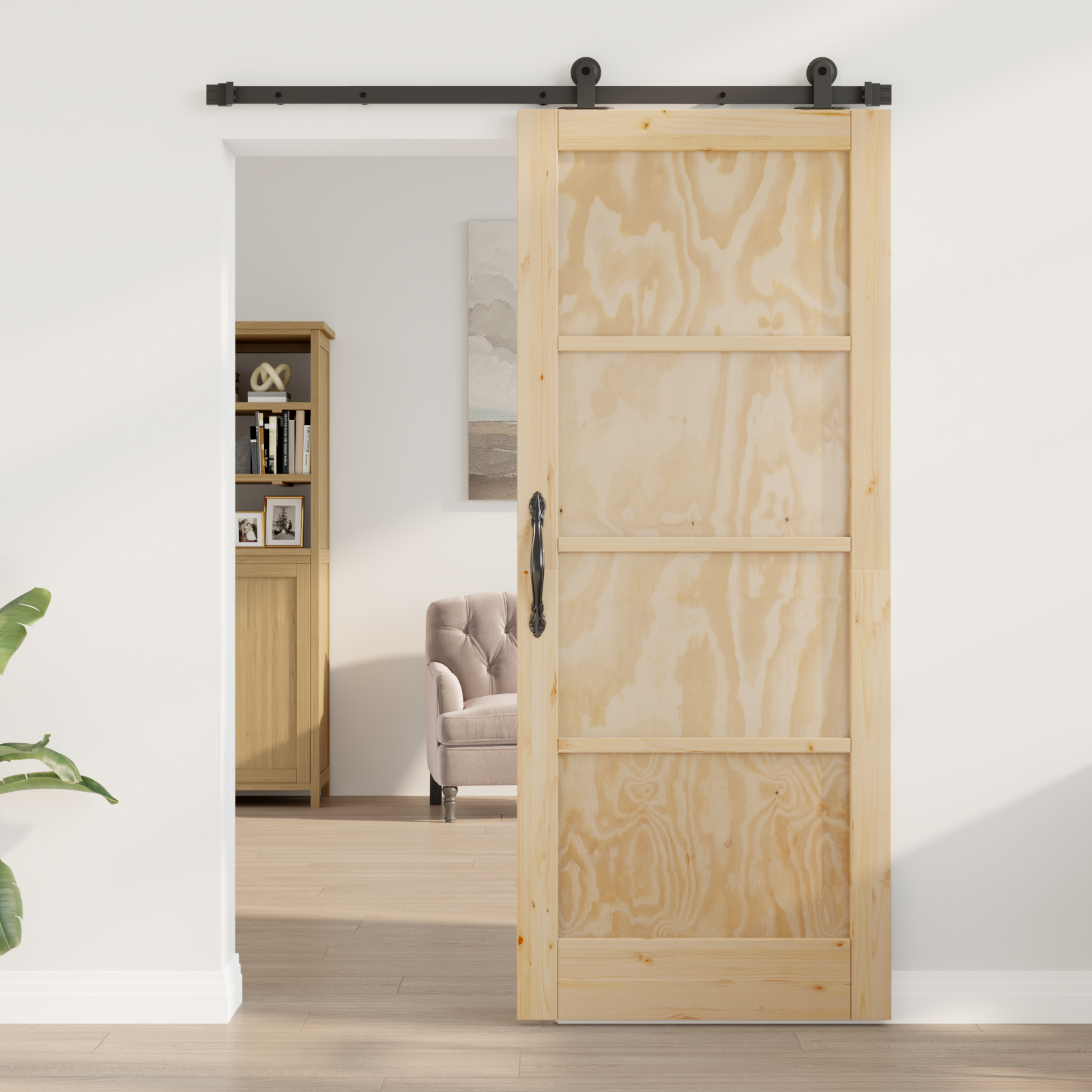 vidaXL Schuifdeur met Hardware Set 'ORKDAL'Massief Verweerd Grenen