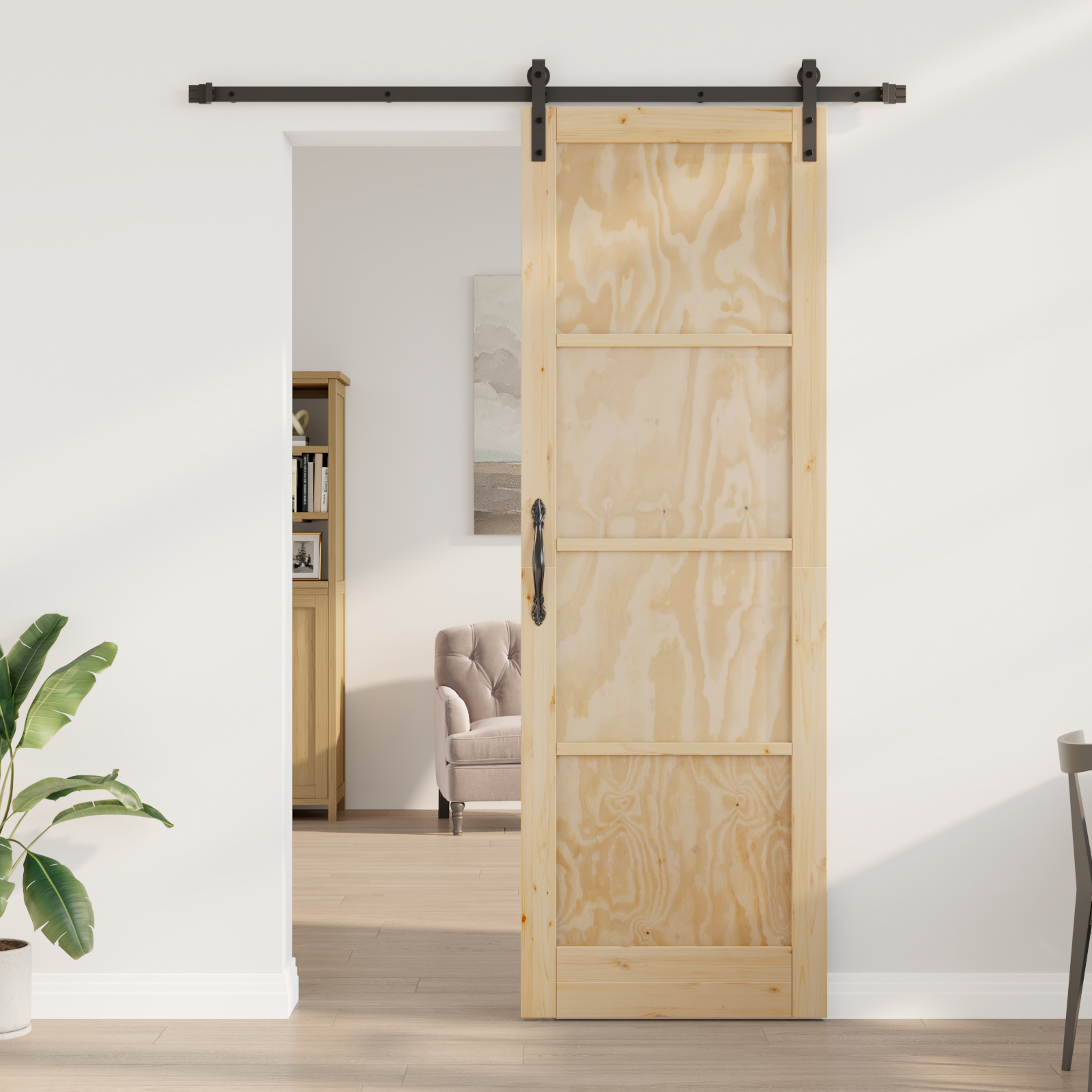 vidaXL Schuifdeur met beslag 78x232 cm massief grenenhout