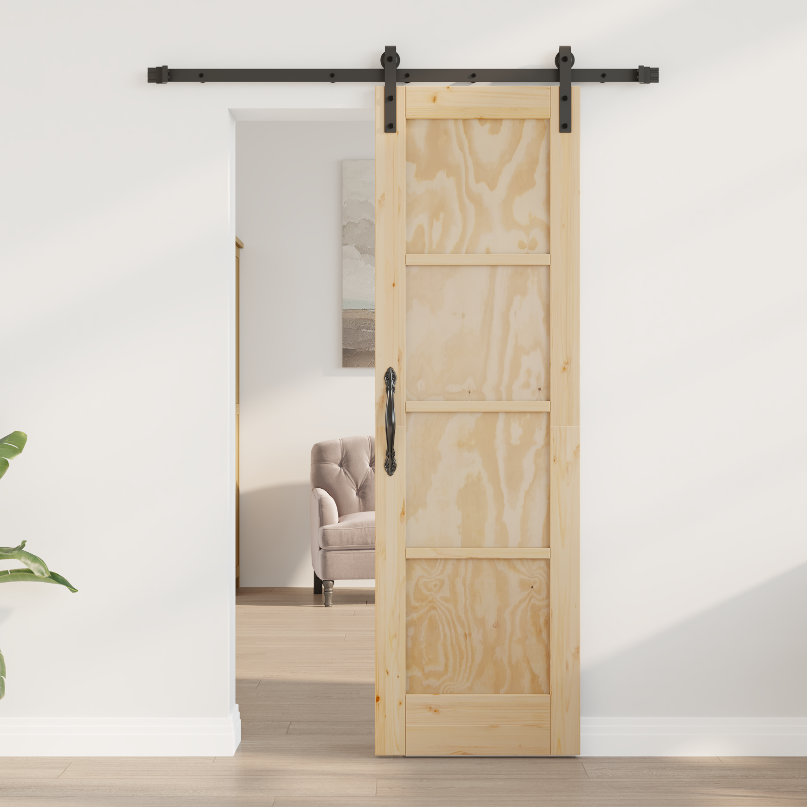 vidaXL Schuifdeur met beslag 61x198,5 cm massief grenenhout