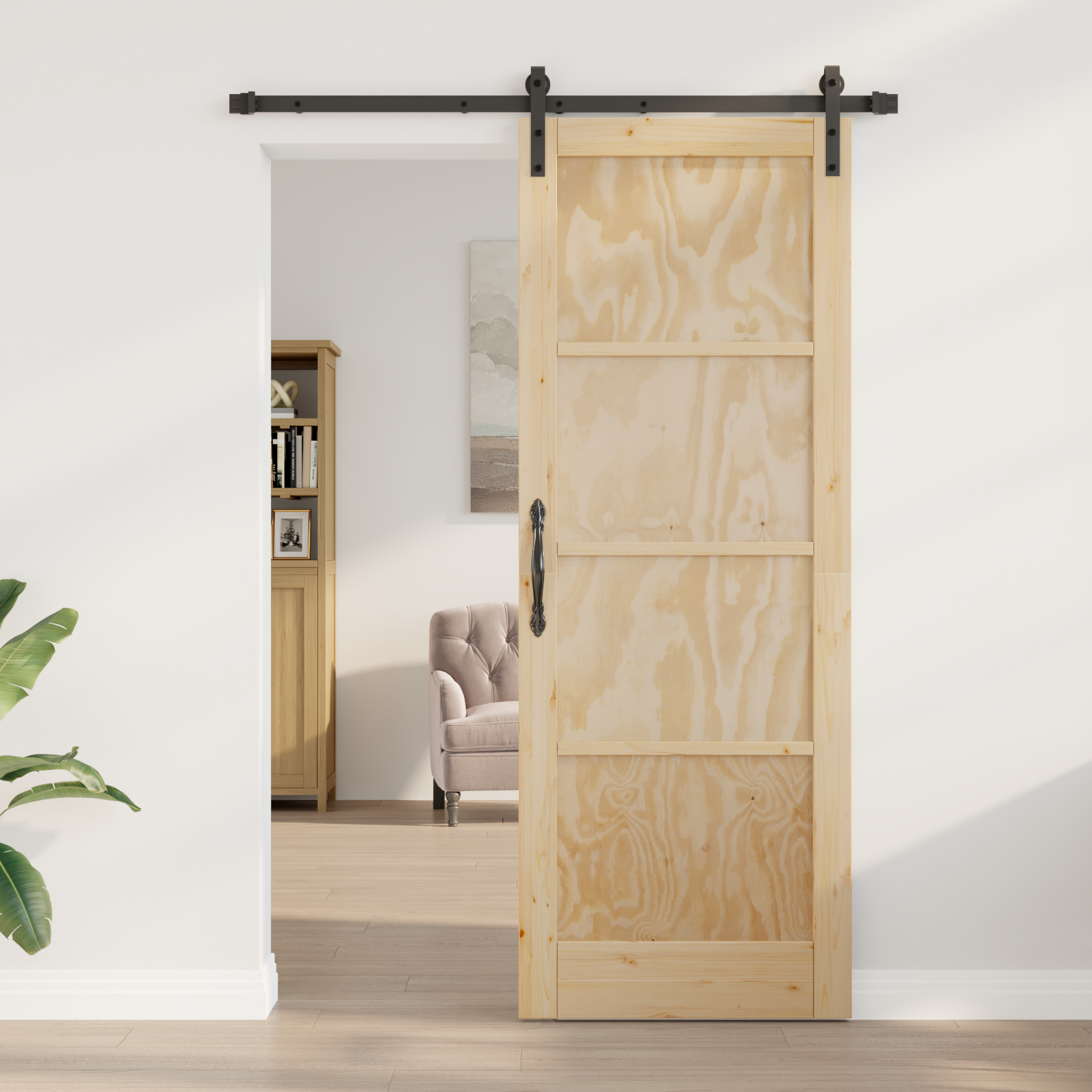 vidaXL Schuifdeur met beslag 78x211 cm massief grenenhout