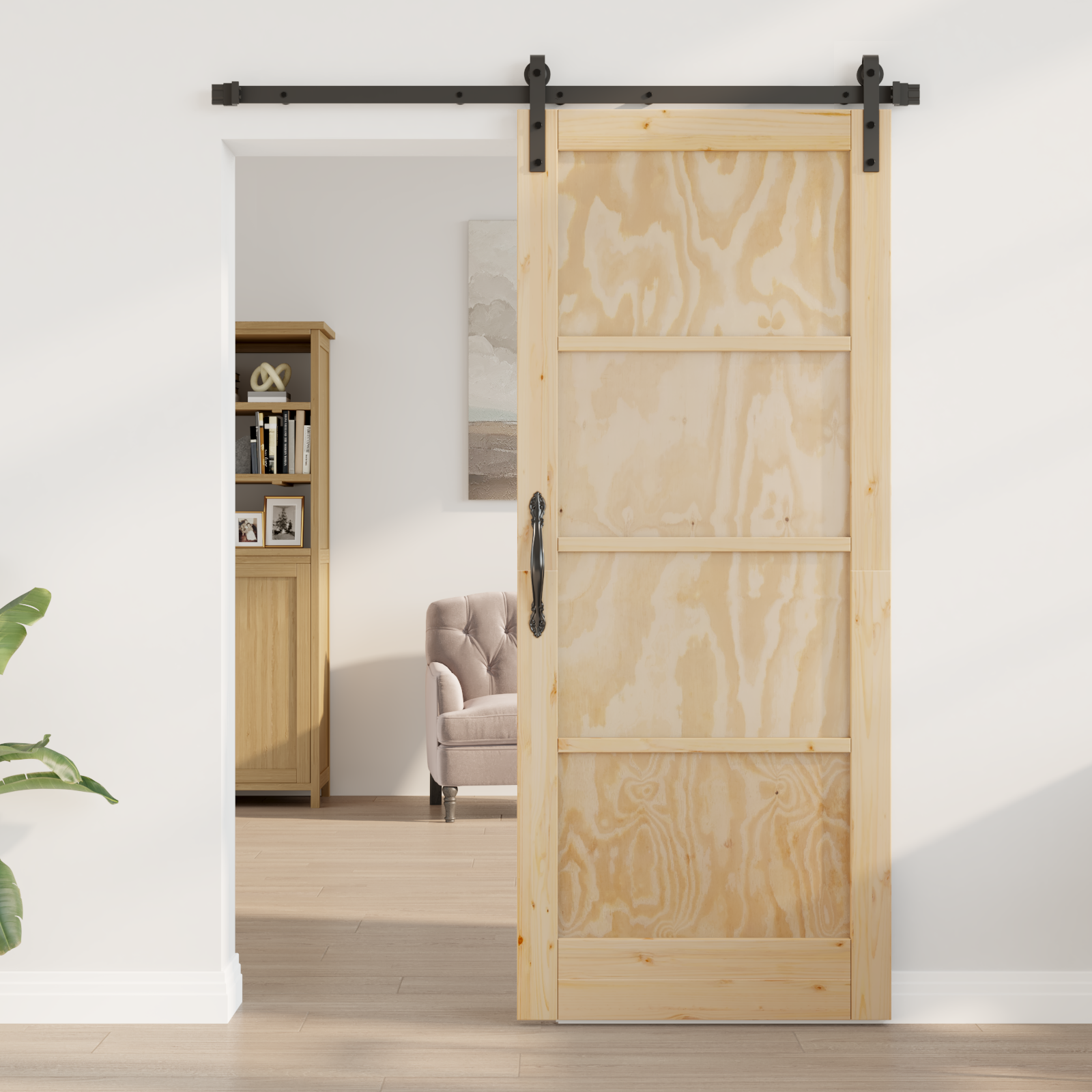 vidaXL Schuifdeur met beslag 83x202 cm massief grenenhout