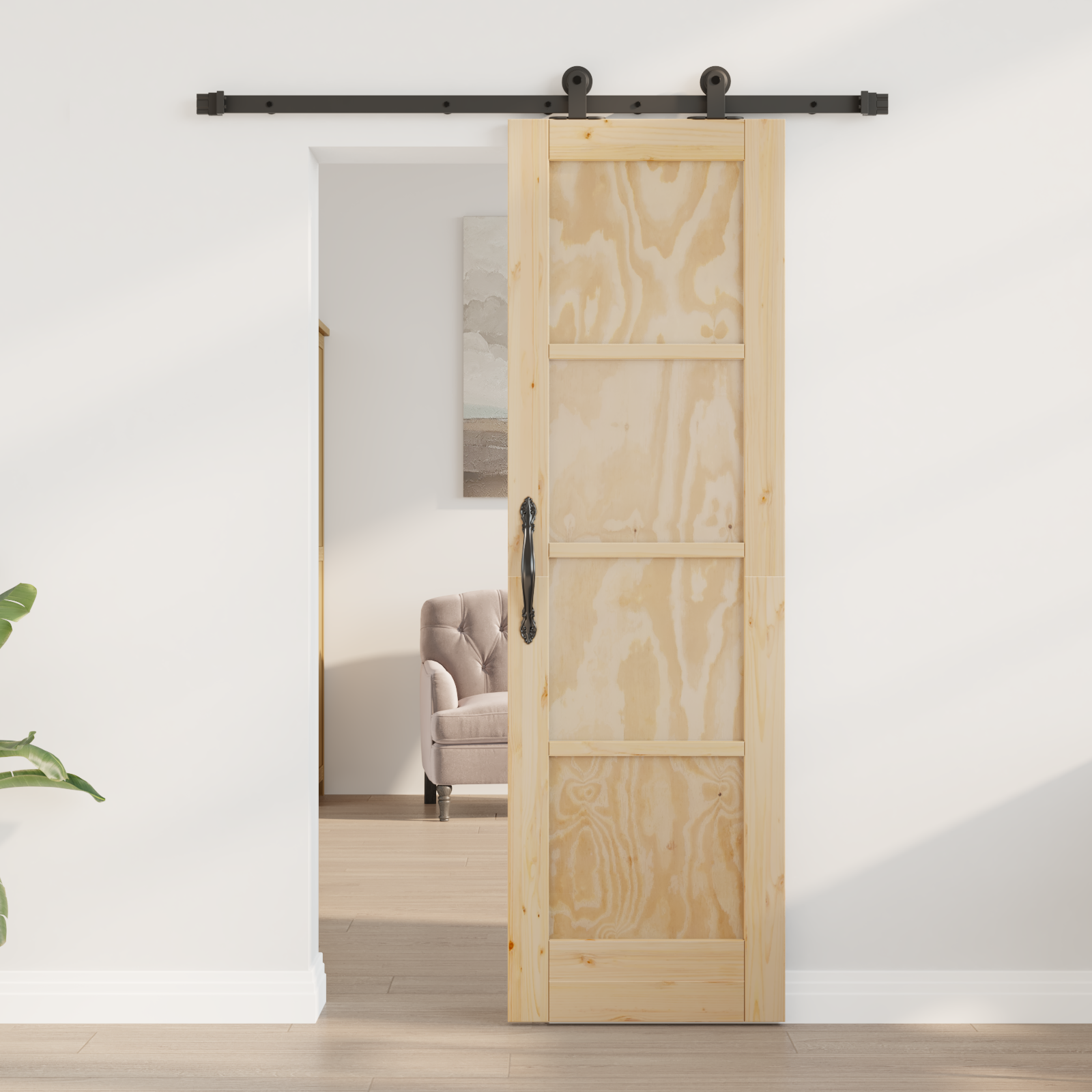vidaXL Schuifdeur met Hardware Set 'ORKDAL'Massief Hout Grond