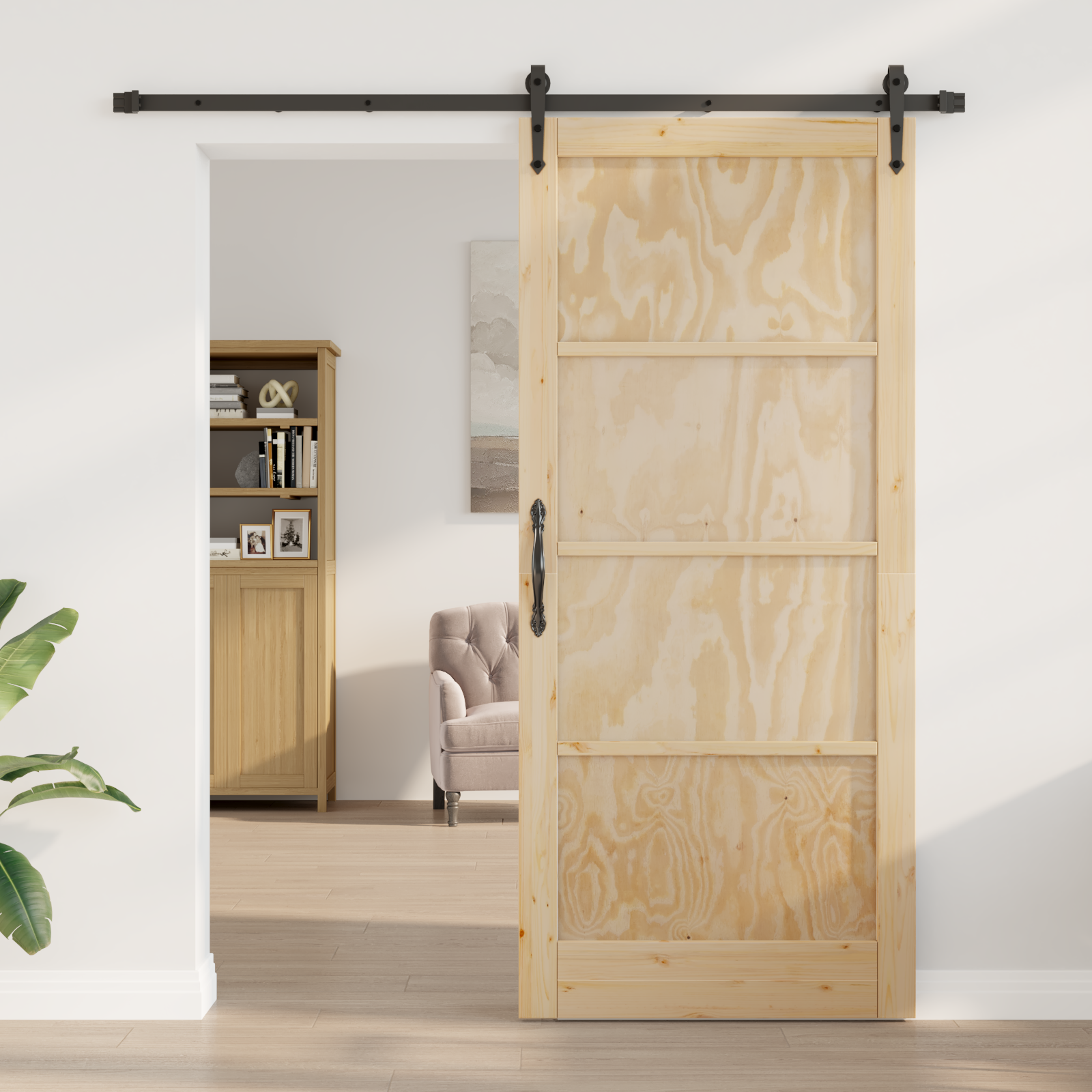 vidaXL Schuifdeur met hardware set 93x211 cm massief dennenhout