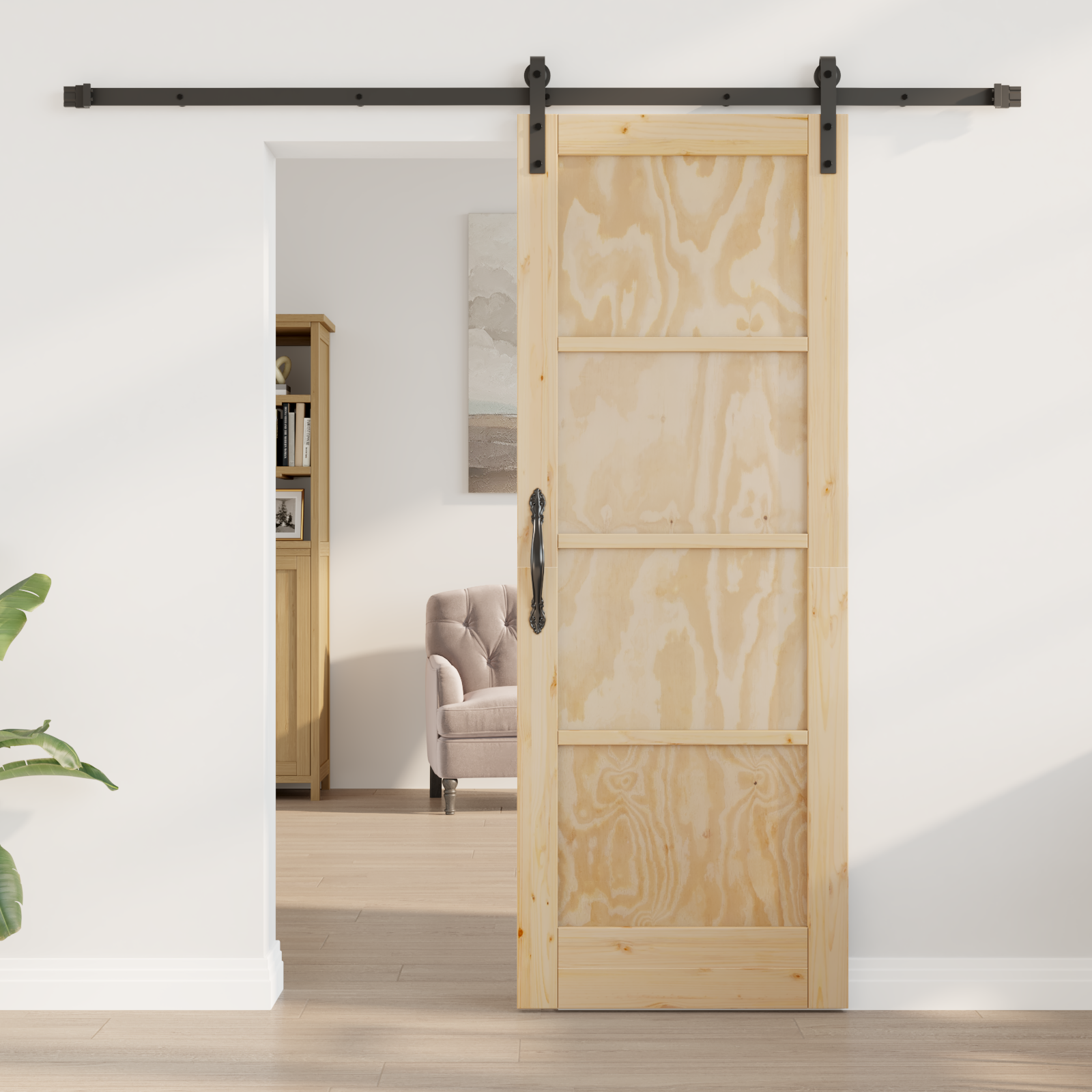 vidaXL Schuifdeur met beslag 73,5x198,5 cm massief grenenhout