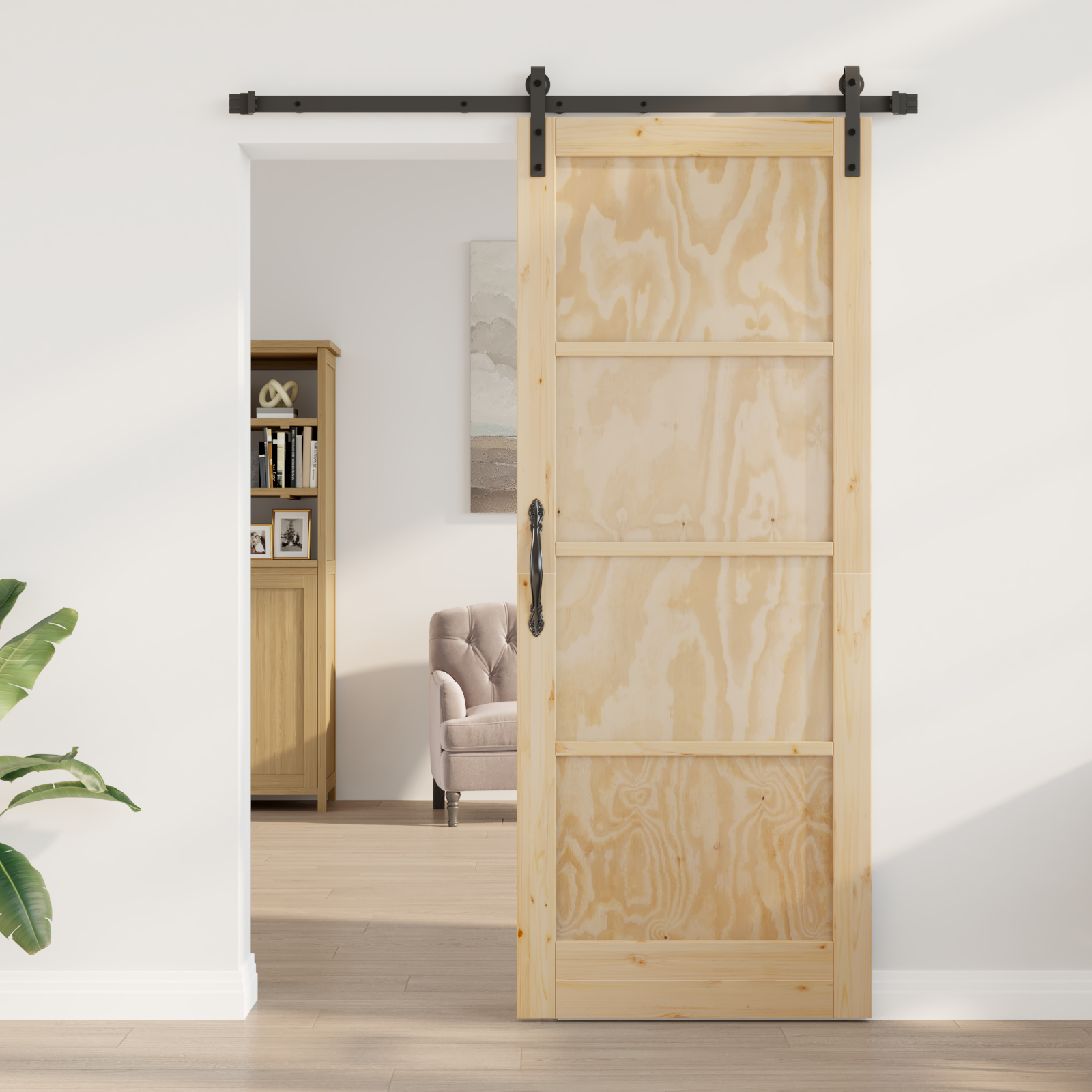 vidaXL Schuifdeur met beslag 83x211 cm massief grenenhout