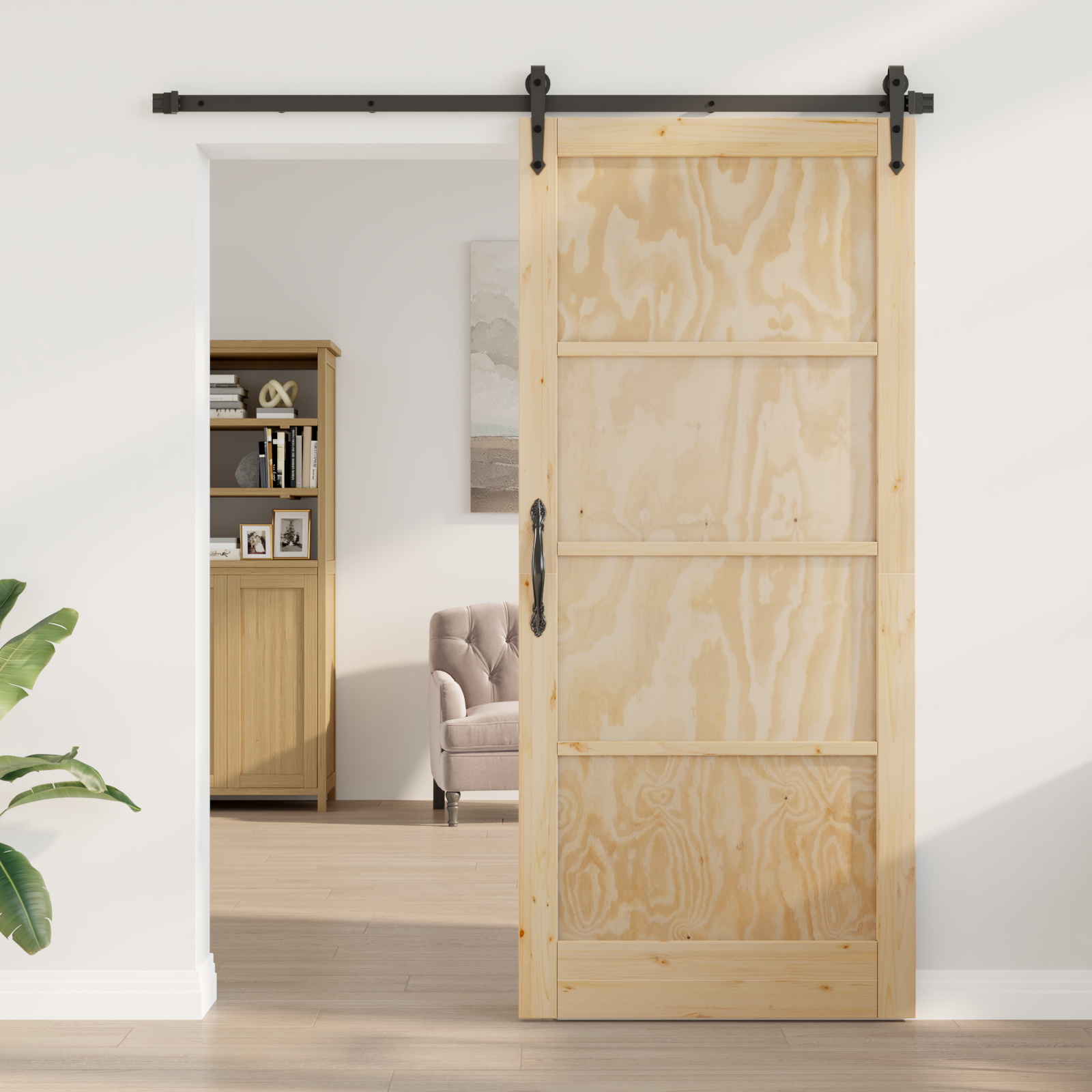 vidaXL Schuifdeur met hardsysteem 93x211 cm massief vurenhout