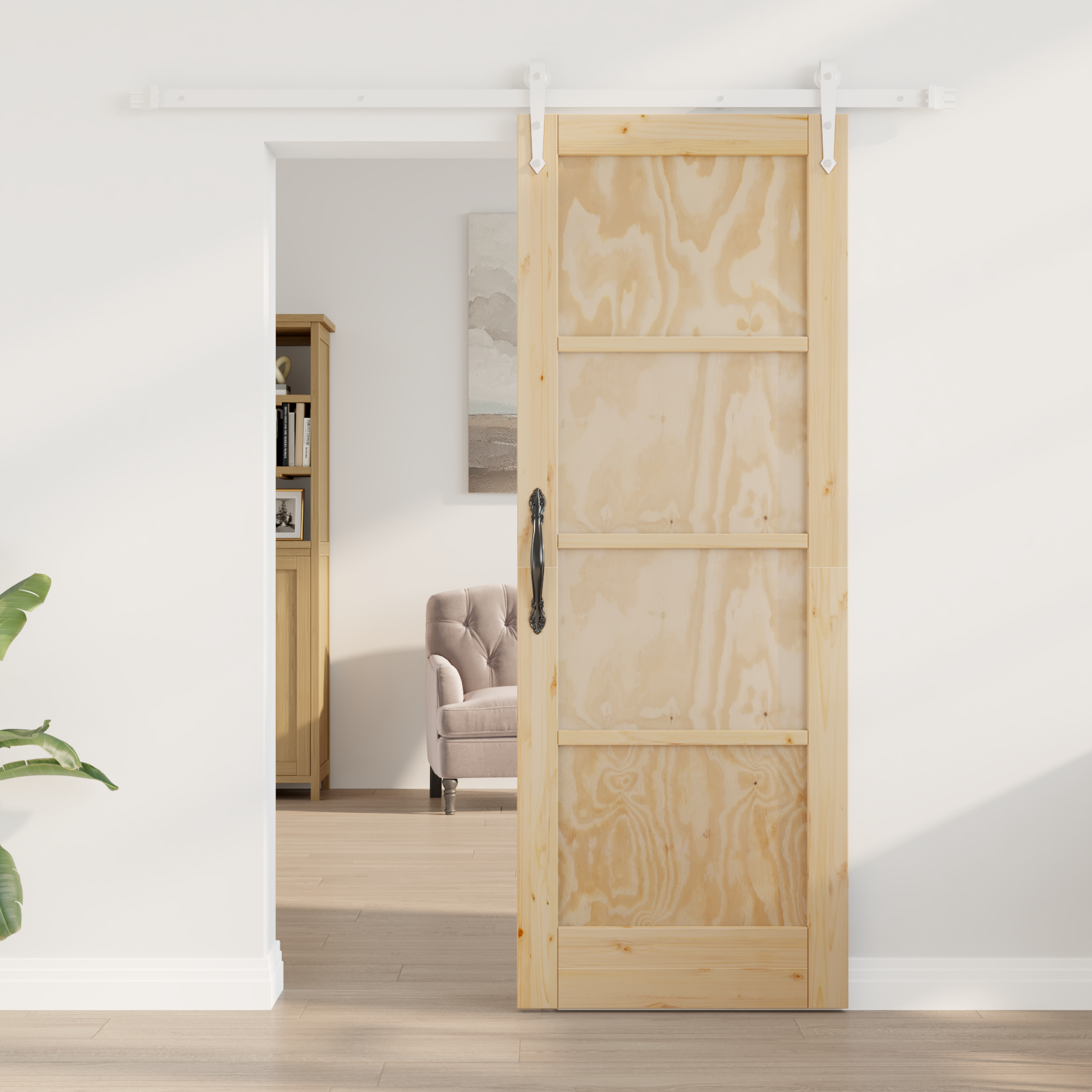 vidaXL Schuifdeur met Hardware Set 73,5x198,5 cm Massief Vurenhout
