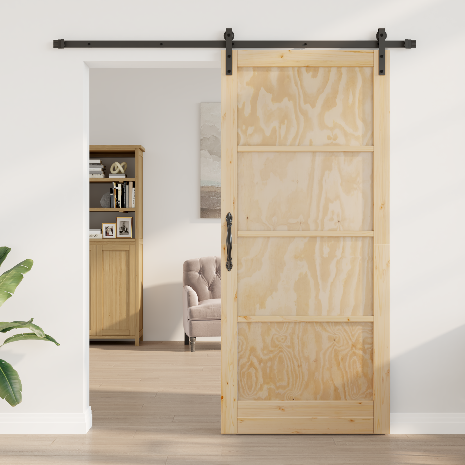 vidaXL schuifdeur met beslag 93x211 cm massief grenenhout