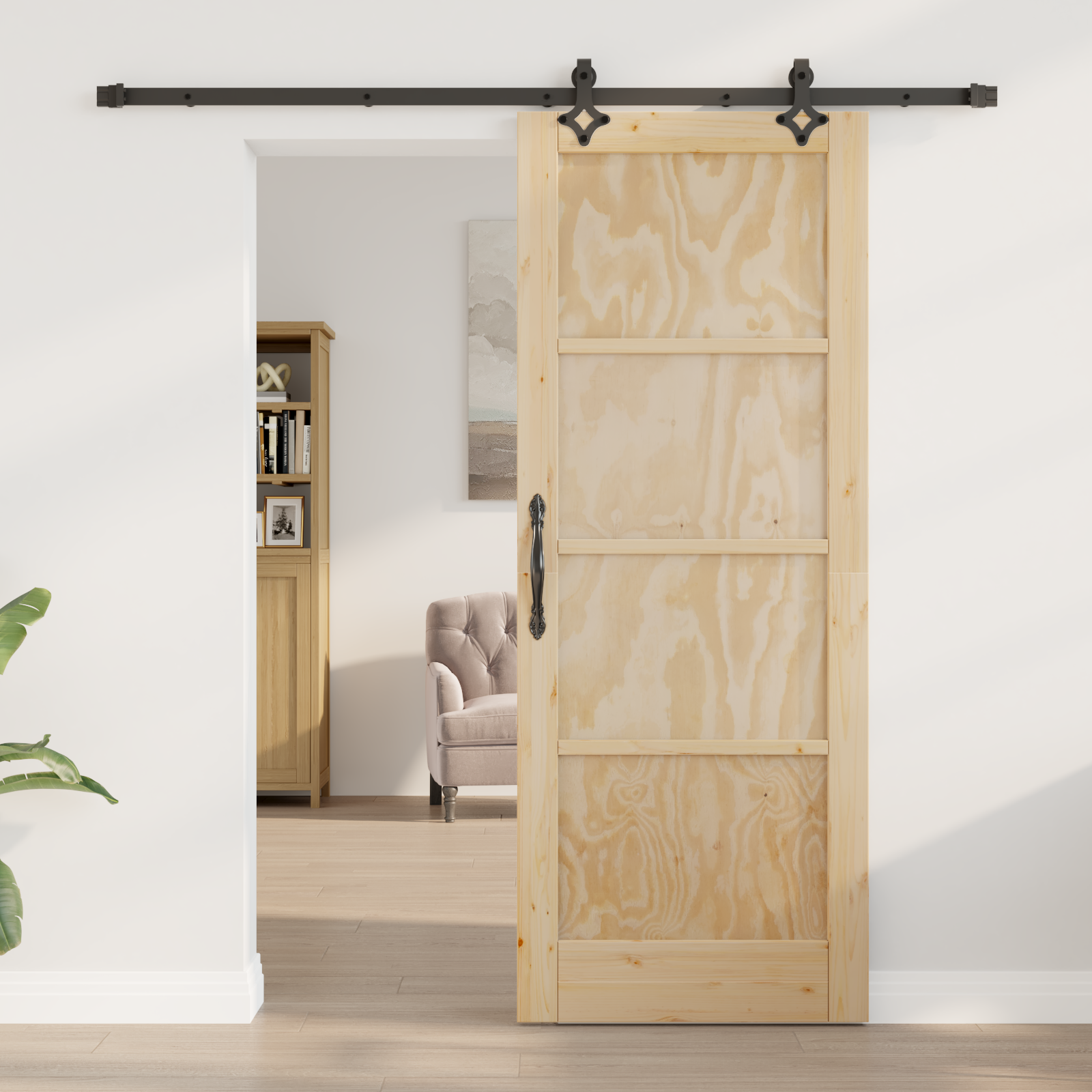 vidaXL schuifdeur met beslag 78x202 cm massief grenenhout