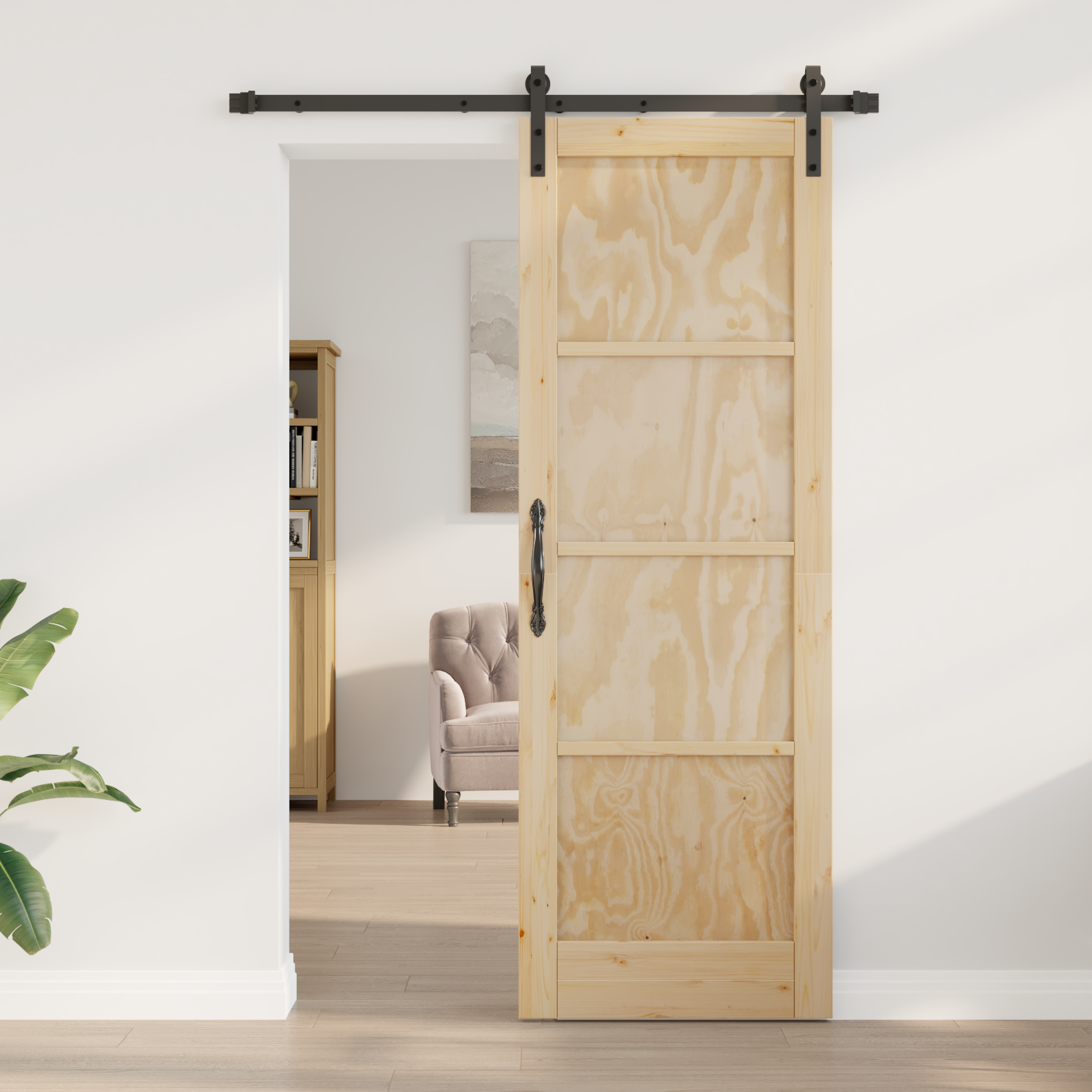 vidaXL Schuifdeur met beslag 73,5x211 cm massief grenenhout