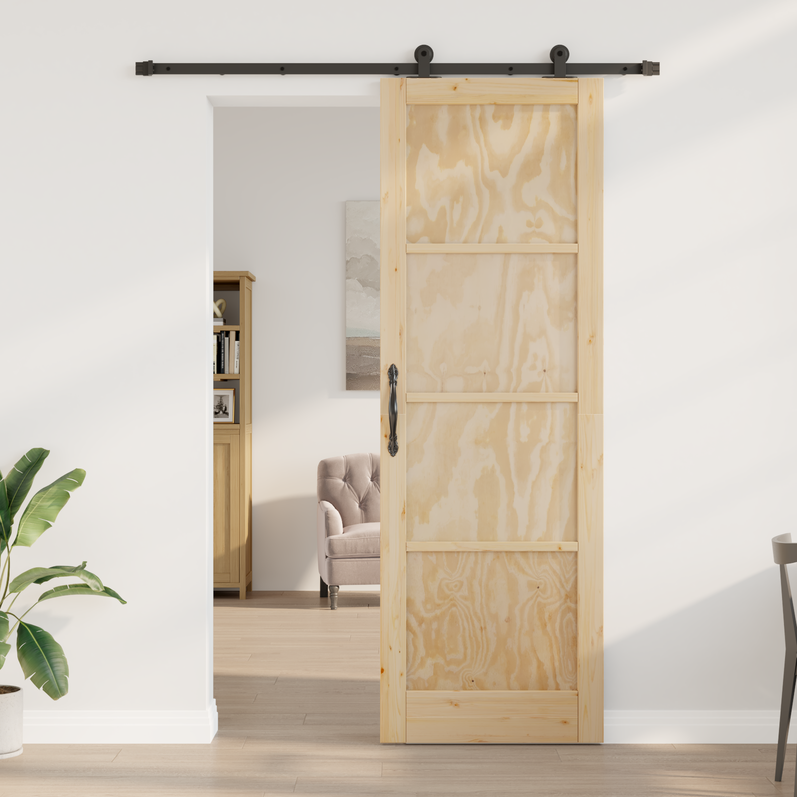 vidaXL Schuifdeur met Hardware Set 78x232 cm Van Massief Vurenhout
