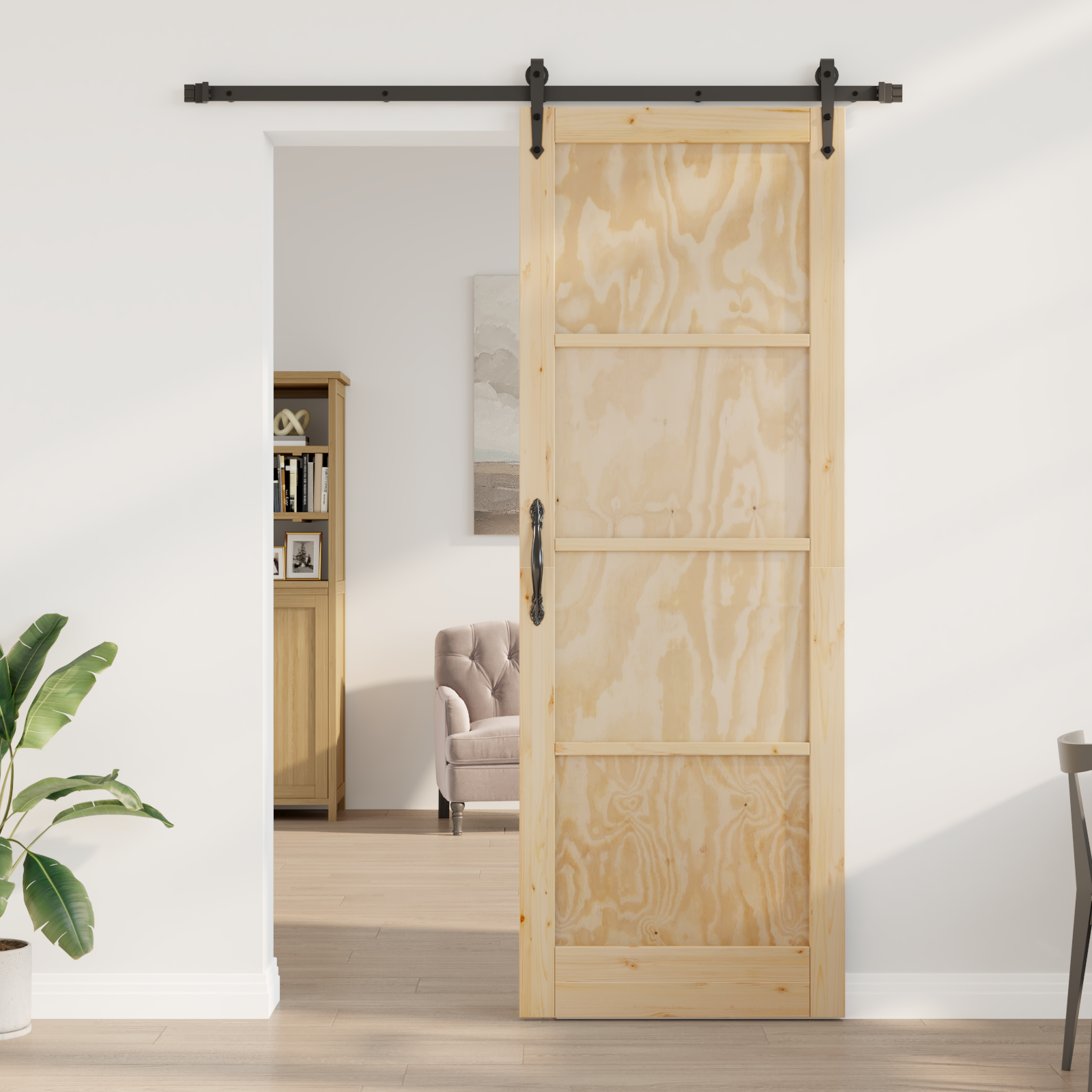 vidaXL Schuifdeur met hardware set 83x232 cm van massief vurenhout