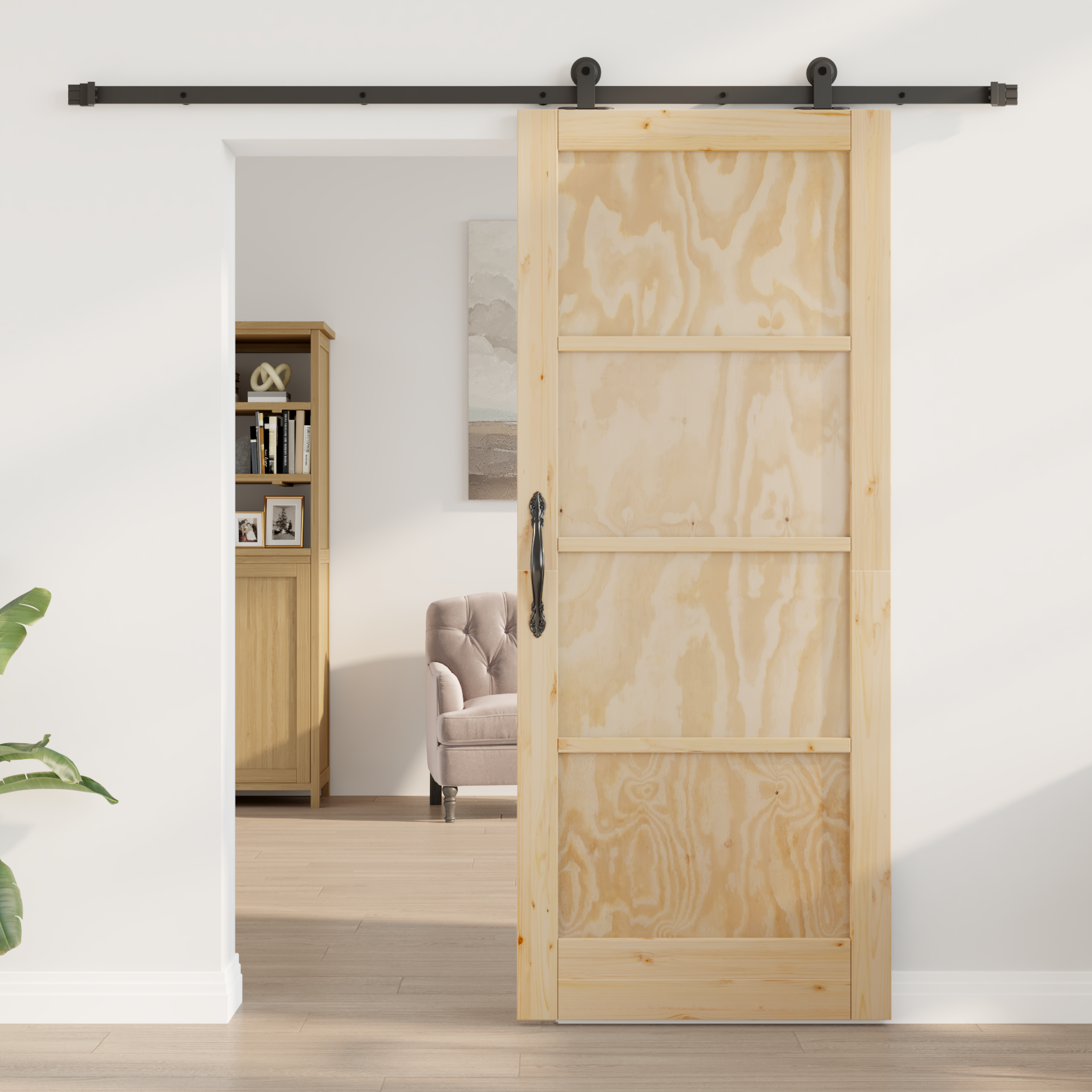 vidaXL Schuifdeur met Hardware Set 'ORKDAL'van Massief Vurenhout