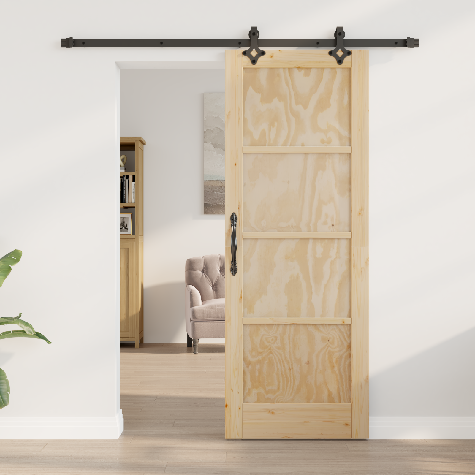 vidaXL Schuifdeur met beslag 73,5x198,5 cm massief grenenhout