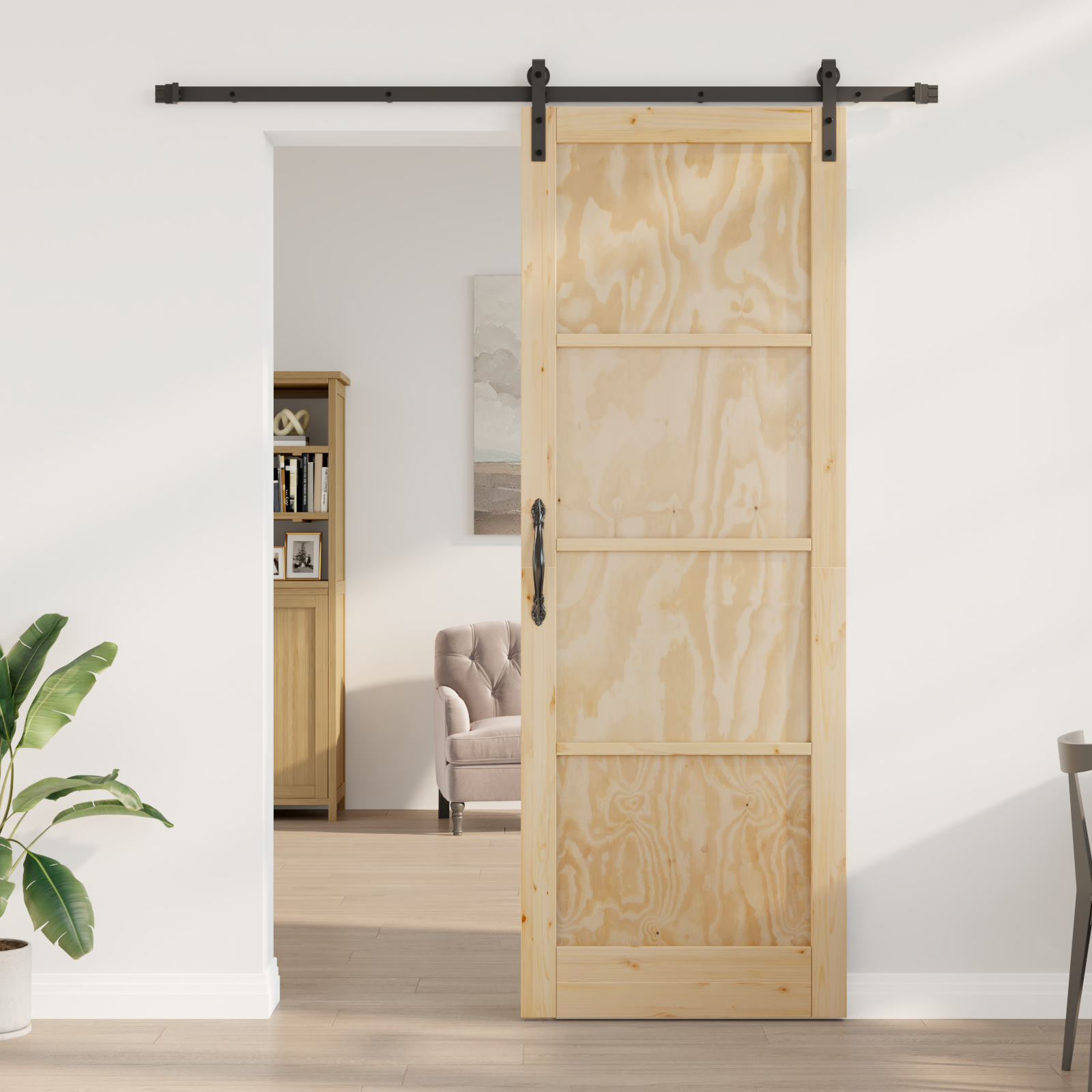 vidaXL Schuifdeur met beslag 83x232 cm massief grenenhout
