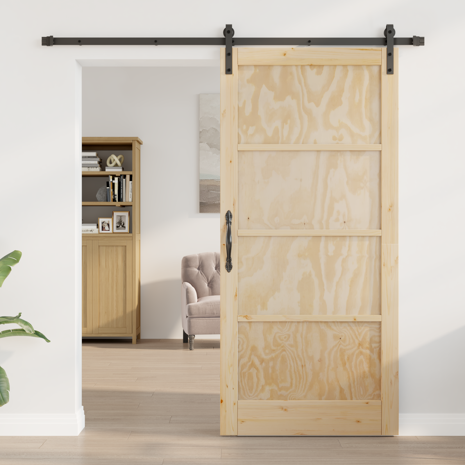 vidaXL schuifdeur met beslag 93x202 cm massief grenenhout