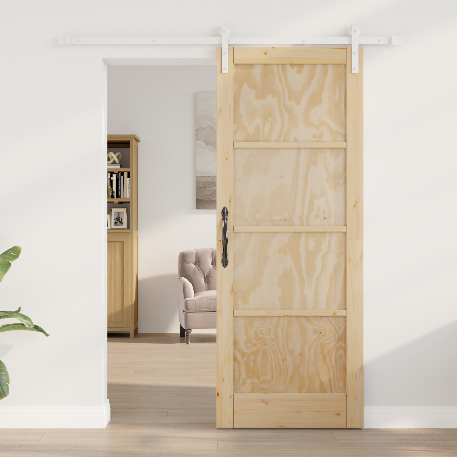 vidaXL Schuifdeur met beslag 78x202 cm massief grenenhout