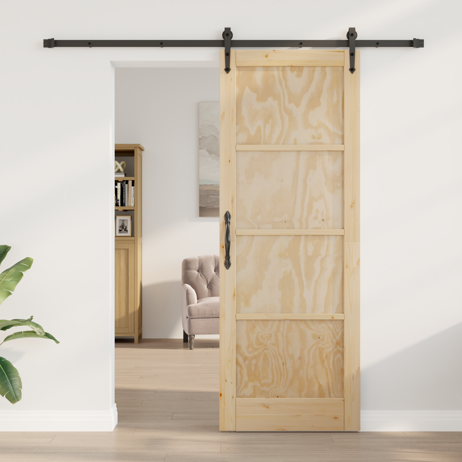 vidaXL Glijdende Deur met Hardware Set 'ORKDAL'Massief Vurenhout