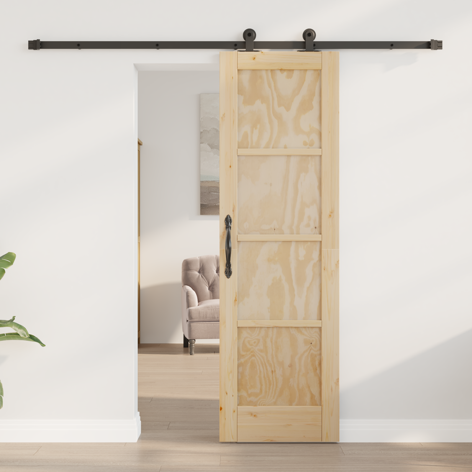 vidaXL Schuifdeur met Hardware Set ORKDAL Massief Hout van Pijnboom