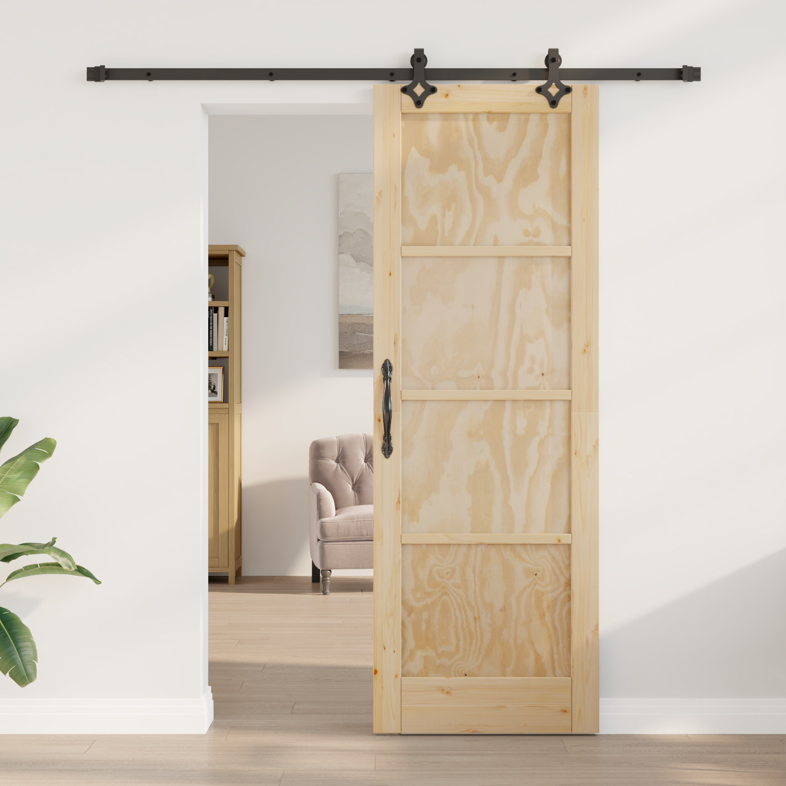 vidaXL Schuifdeur met beslag 73,5x211 cm massief grenenhout